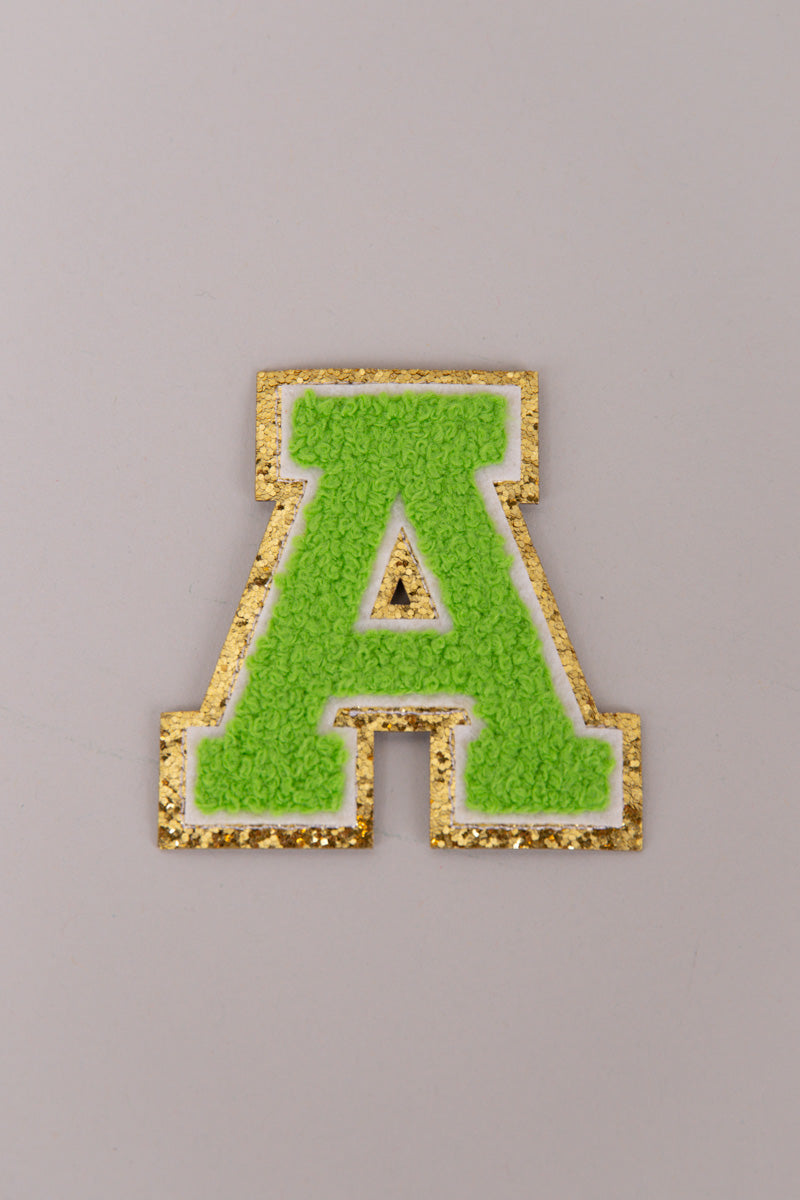 Chenille Adhesive Patch Letters - Green 5.5cm、mySite、hinf8tx79