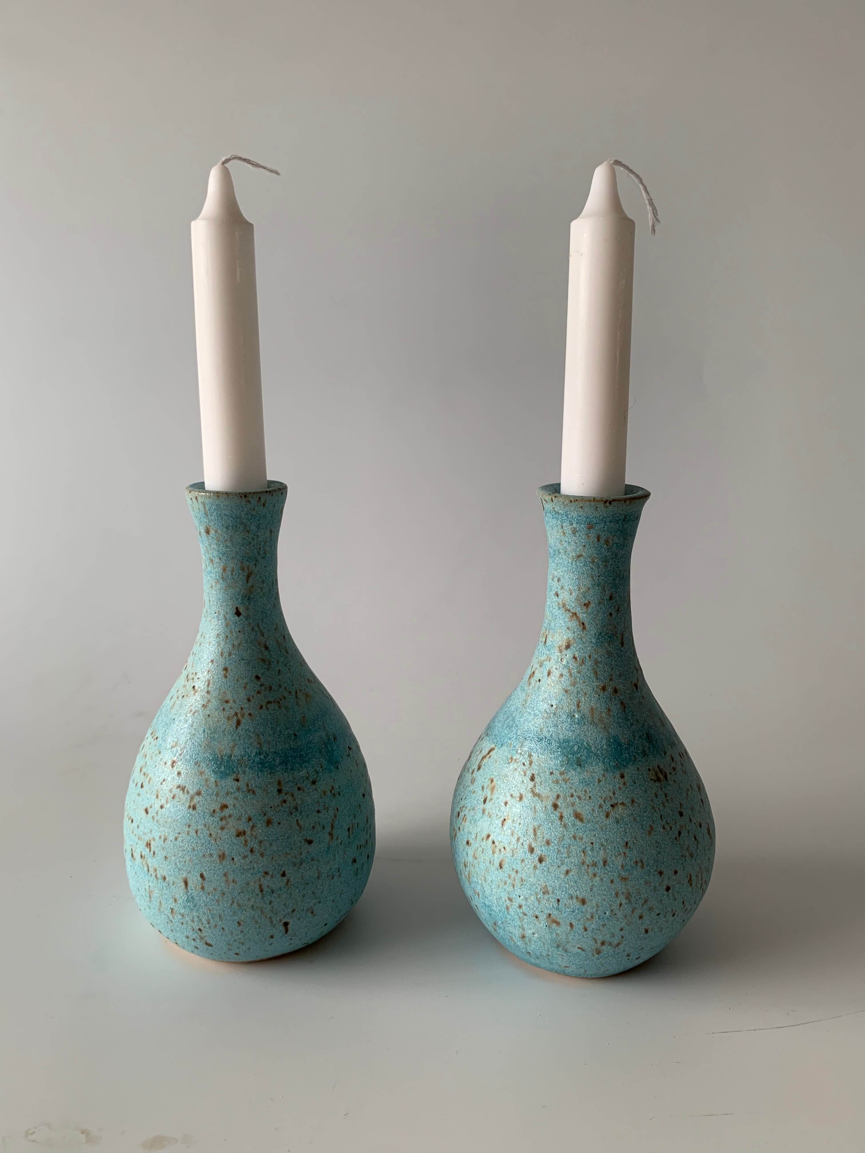 Ceramic Shabbat Candlesticks by Rachael Pots - Robin's Egg Blue、mySite、topwebapps