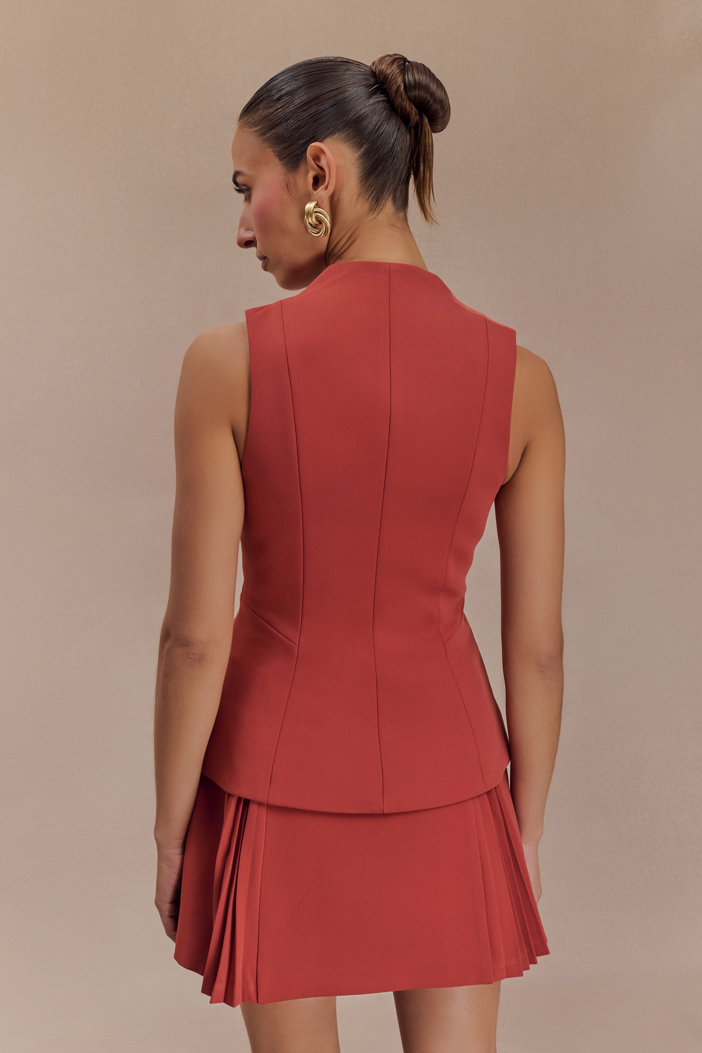 Melinda Structured Vest Top - Chilli、mySite、solidvoid