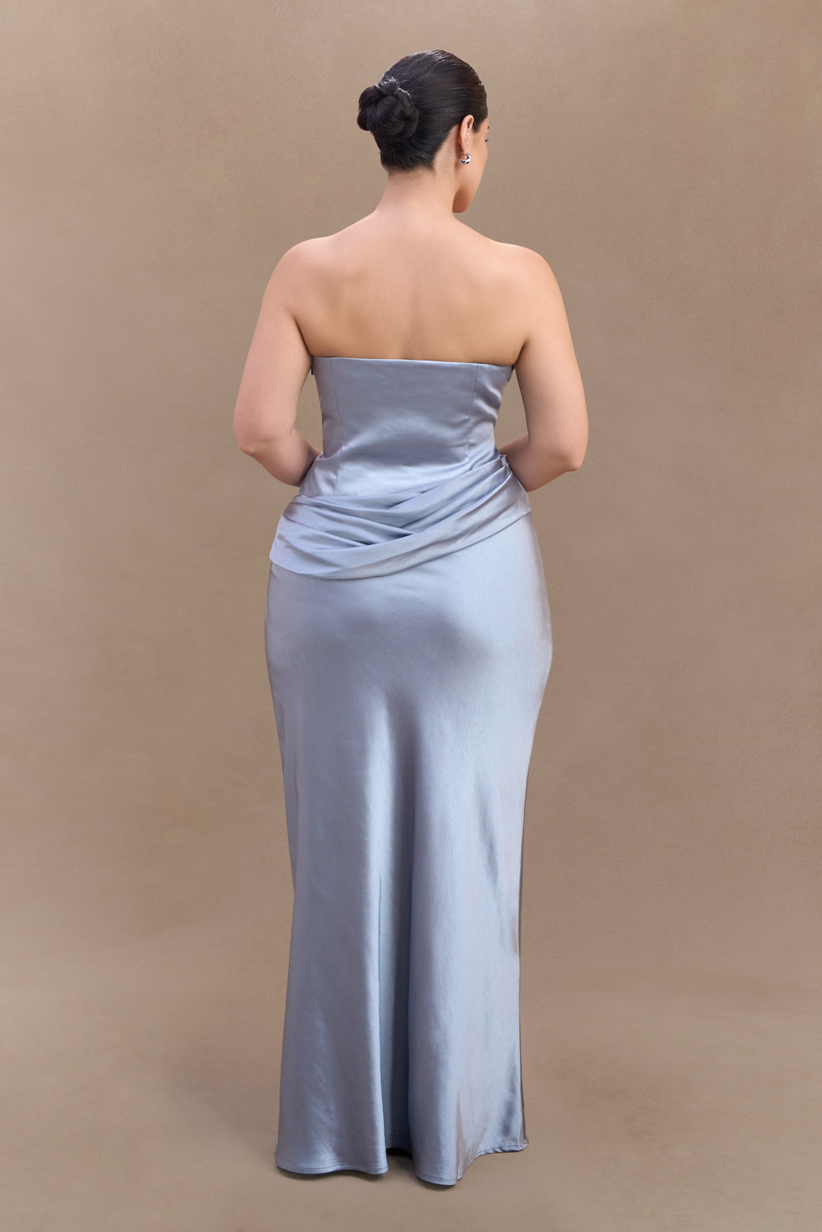 Jasmine Strapless Satin Maxi Dress - Frosted Blue、mySite、solidvoid