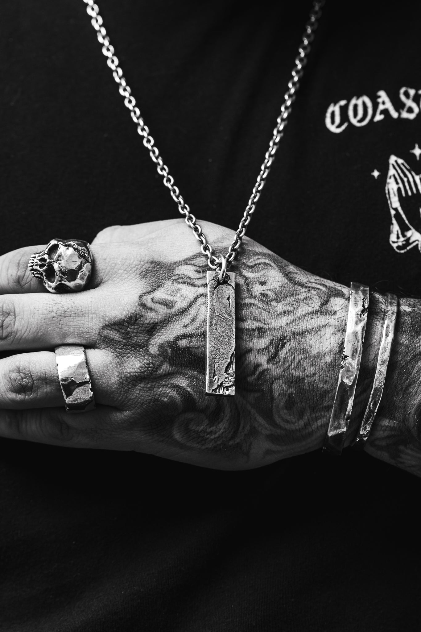  Weathered Silver Bar with Silver Chain、mySite、merchandisen