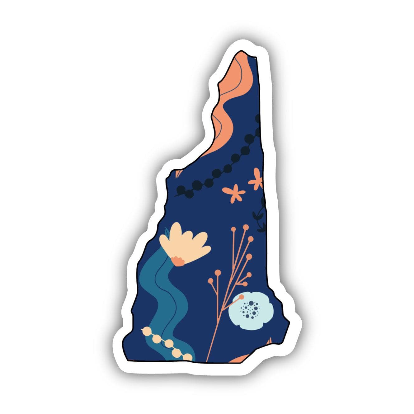  New Hampshire Blue Floral Abstract Sticker、mySite、ghnorth