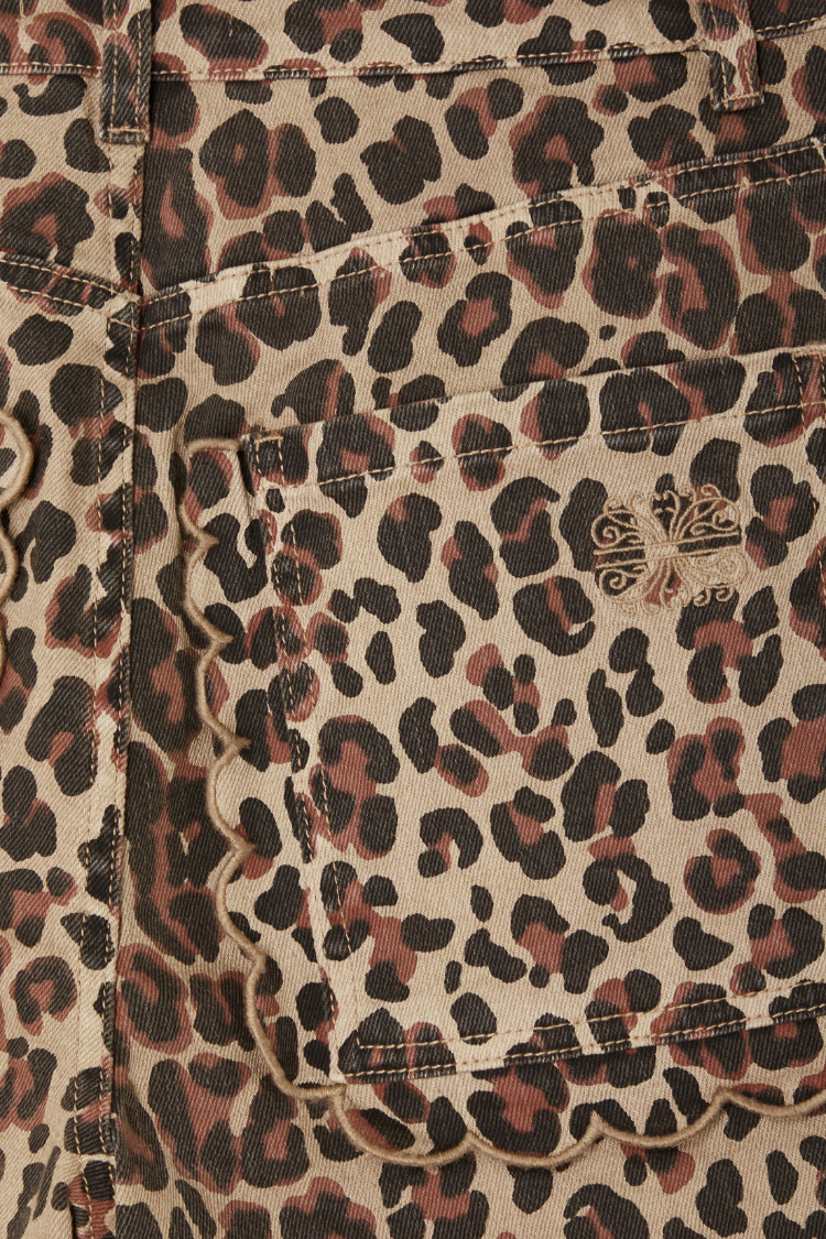 Leopard Lucia Scallop Pocket Long Shorts、mySite、solidvoid