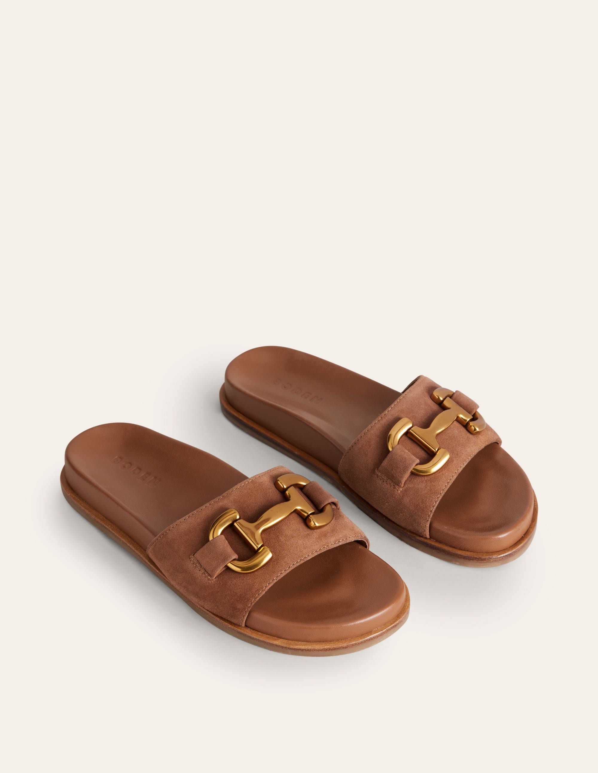  Iris Snaffle Slider Sandals-Tan Suede/ Leather、mySite、ashleygrahame