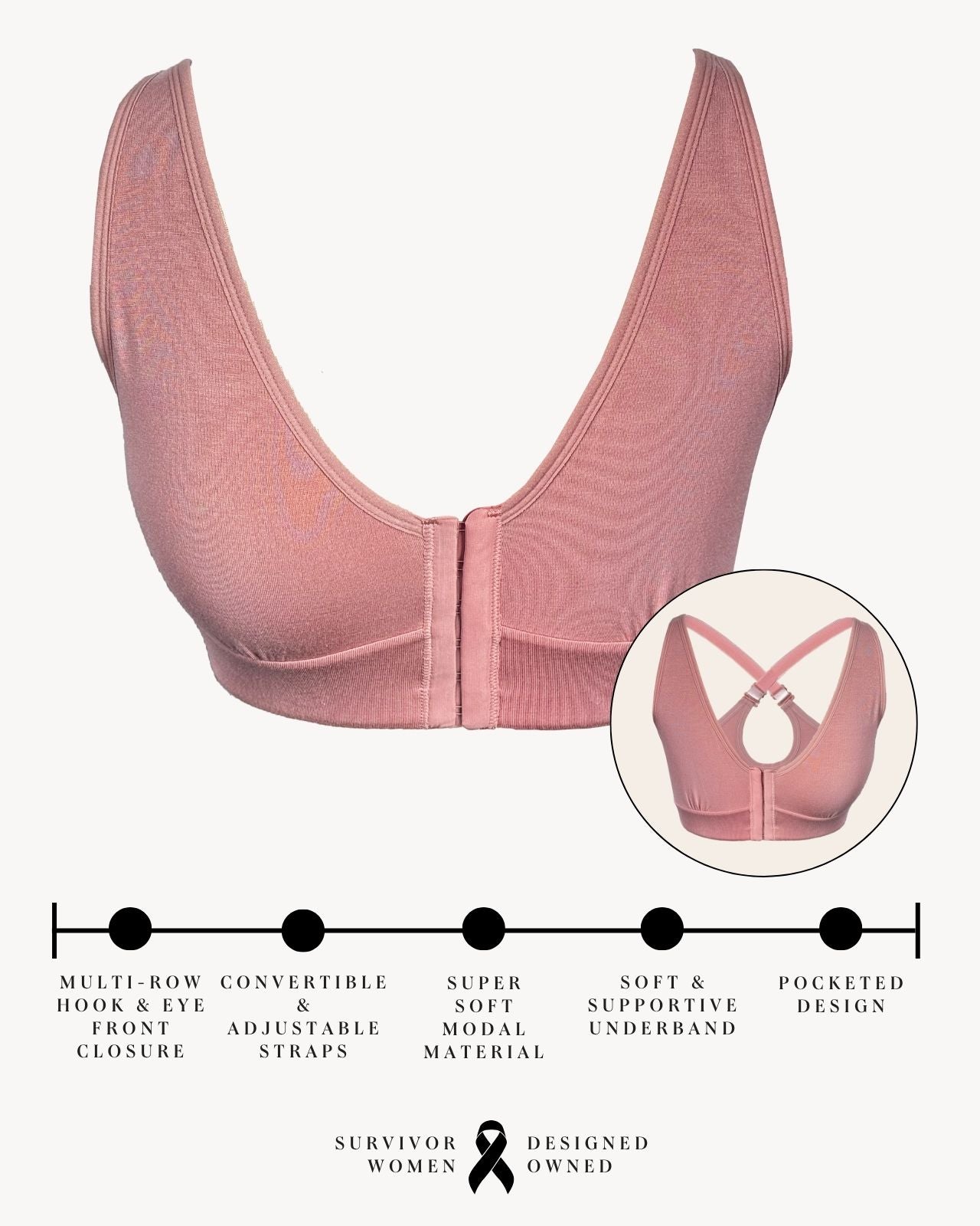 Rora Pocketed Front Closure Bra、mySite、bengalsvssteelers