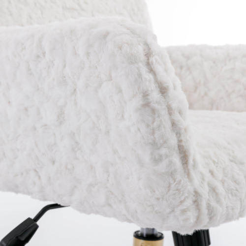 A&A Furniture Office Chair,Artificial rabbit hair Home Office Chair with Golden Metal Base,Adjustable Desk Chair Swivel Office Chair,Vanity Chair(Orange)、、casual