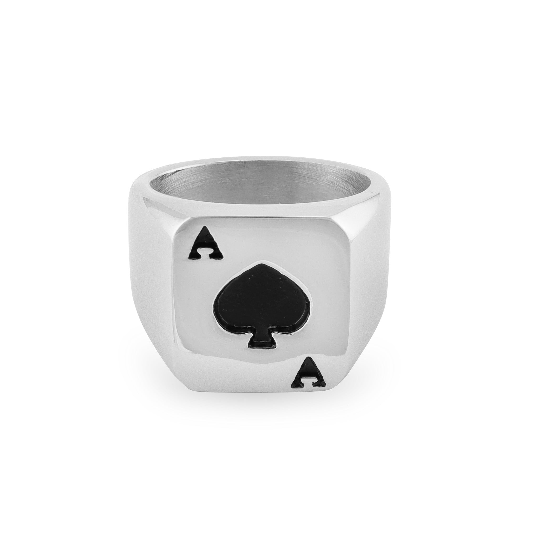 Stainless Steel Black Ace Of Spades Signet Ring / PSB023、mySite、dreamappss