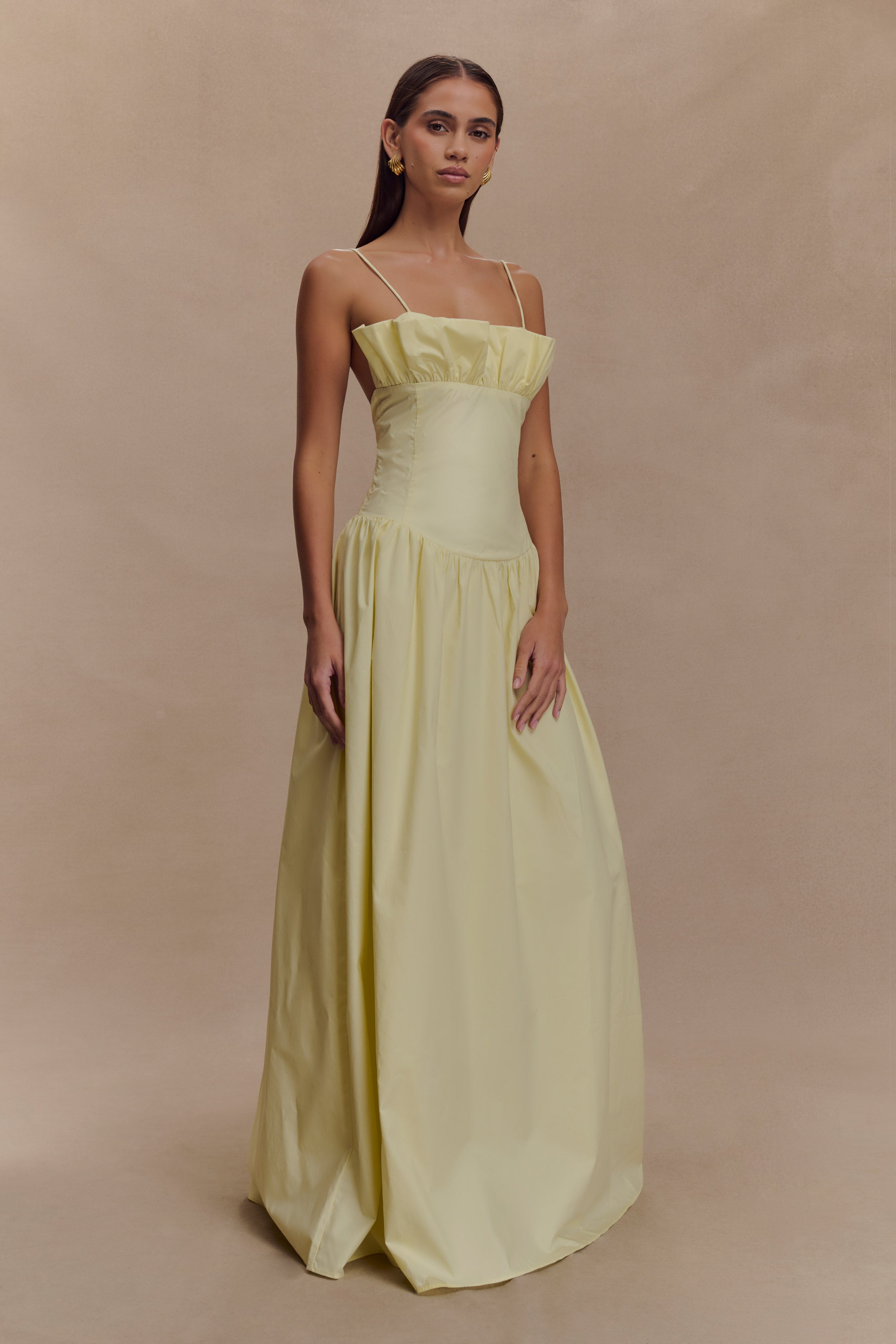 Janis Cotton Frill Maxi Dress - Lemon、mySite、solidvoid