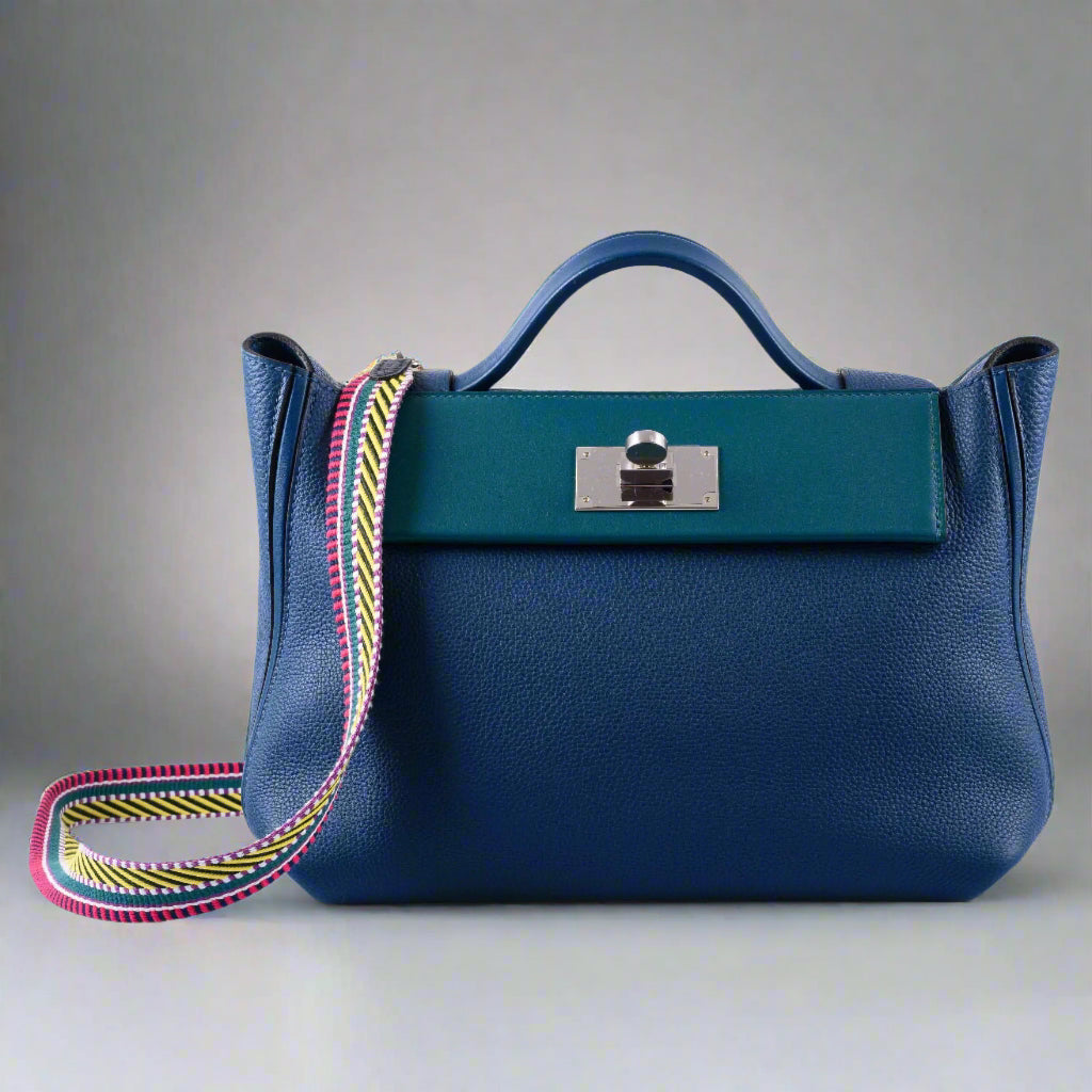 Hermès 24/24 29 Deep Blue Togo and Vert Bosphore Swift Palladium Hardware、mySite、garminoutage.com