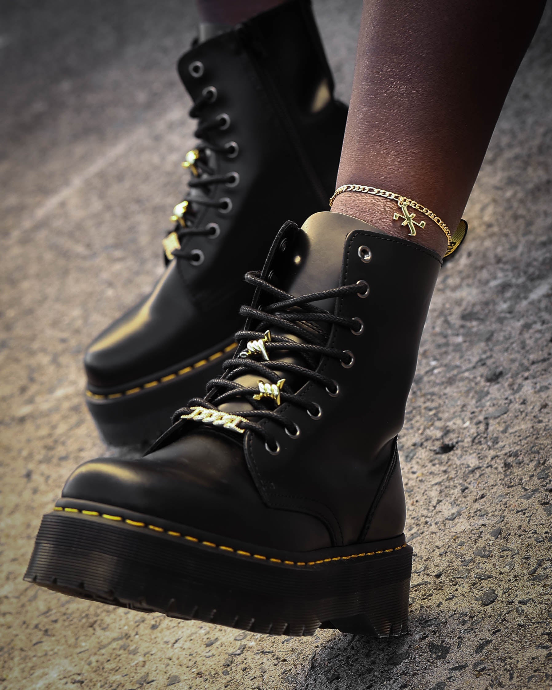 Raising Hell Women's Gothic Letter Anklet Gold、mySite、zt4zffjzw