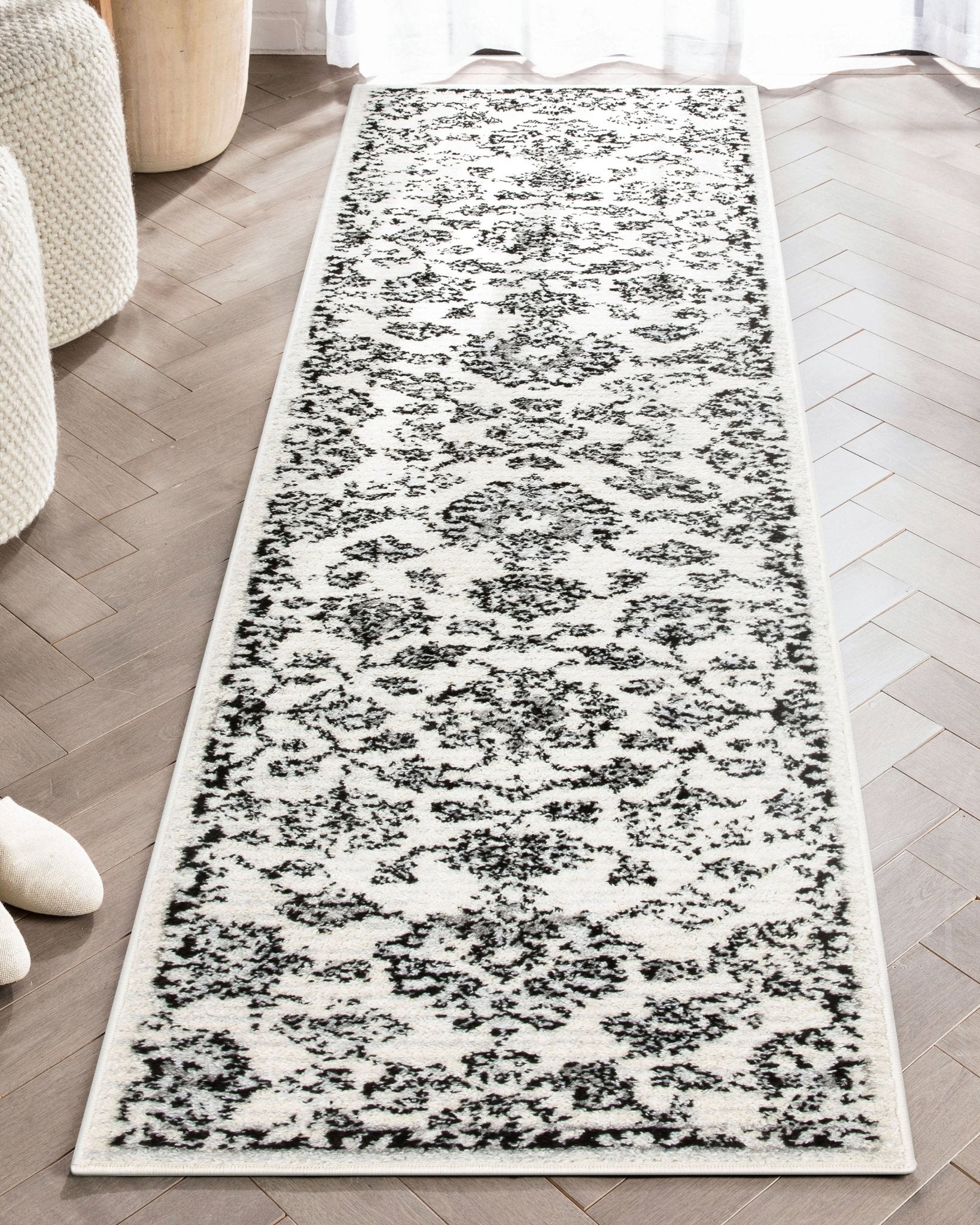 Palace Persian Oriental Botanical Ivory Grey High-Low Rug、mySite、gigharbornorthrealestate