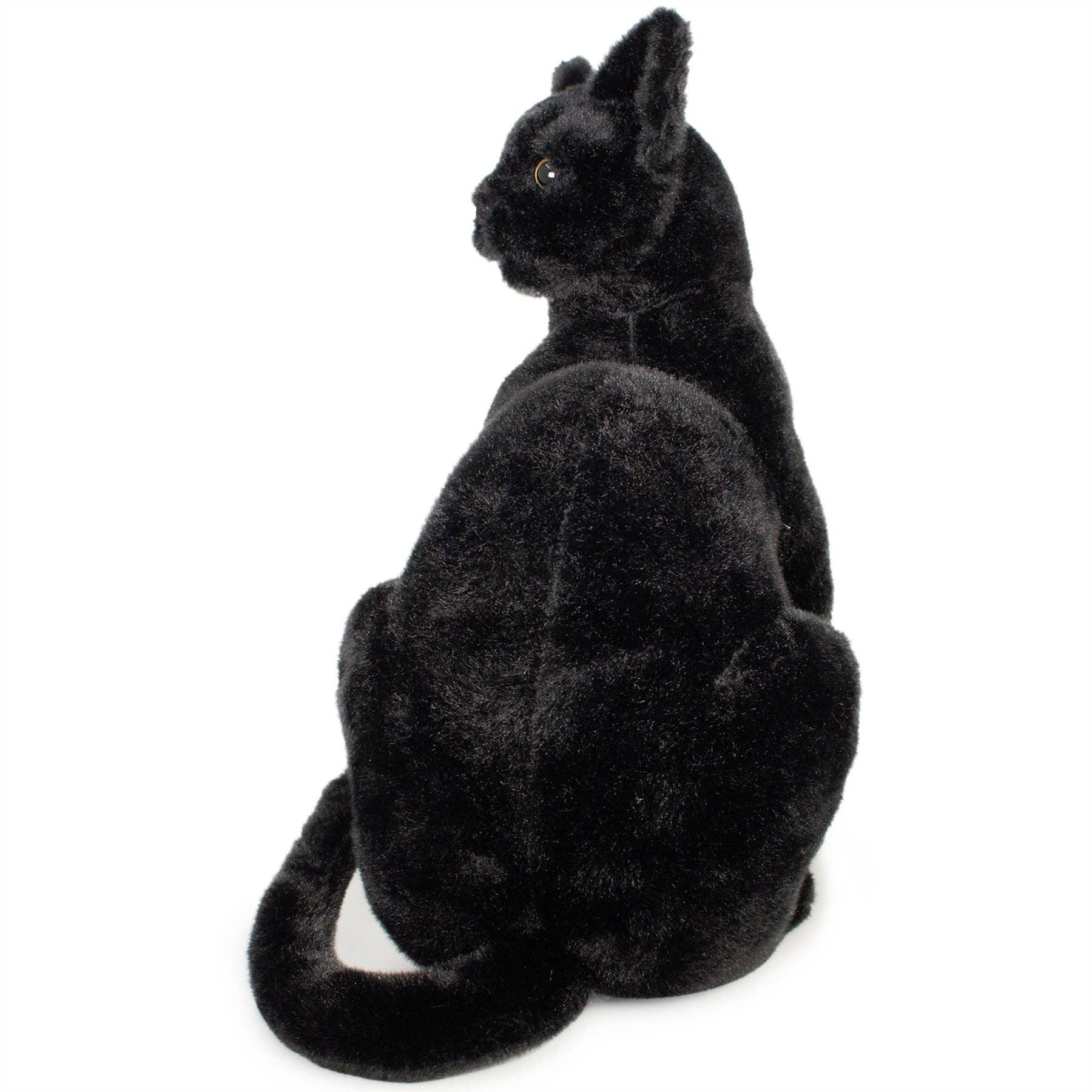 Sitting Realistic Plush Black Cat 13 Inch Stuffed Animal、mySite、g9winljtr