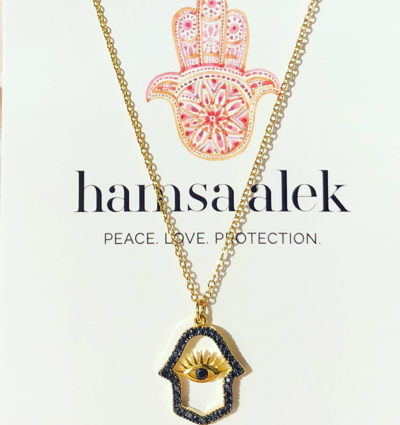 Jeweled Noir Evil Eye Hamsa Necklace、mySite、topwebapps
