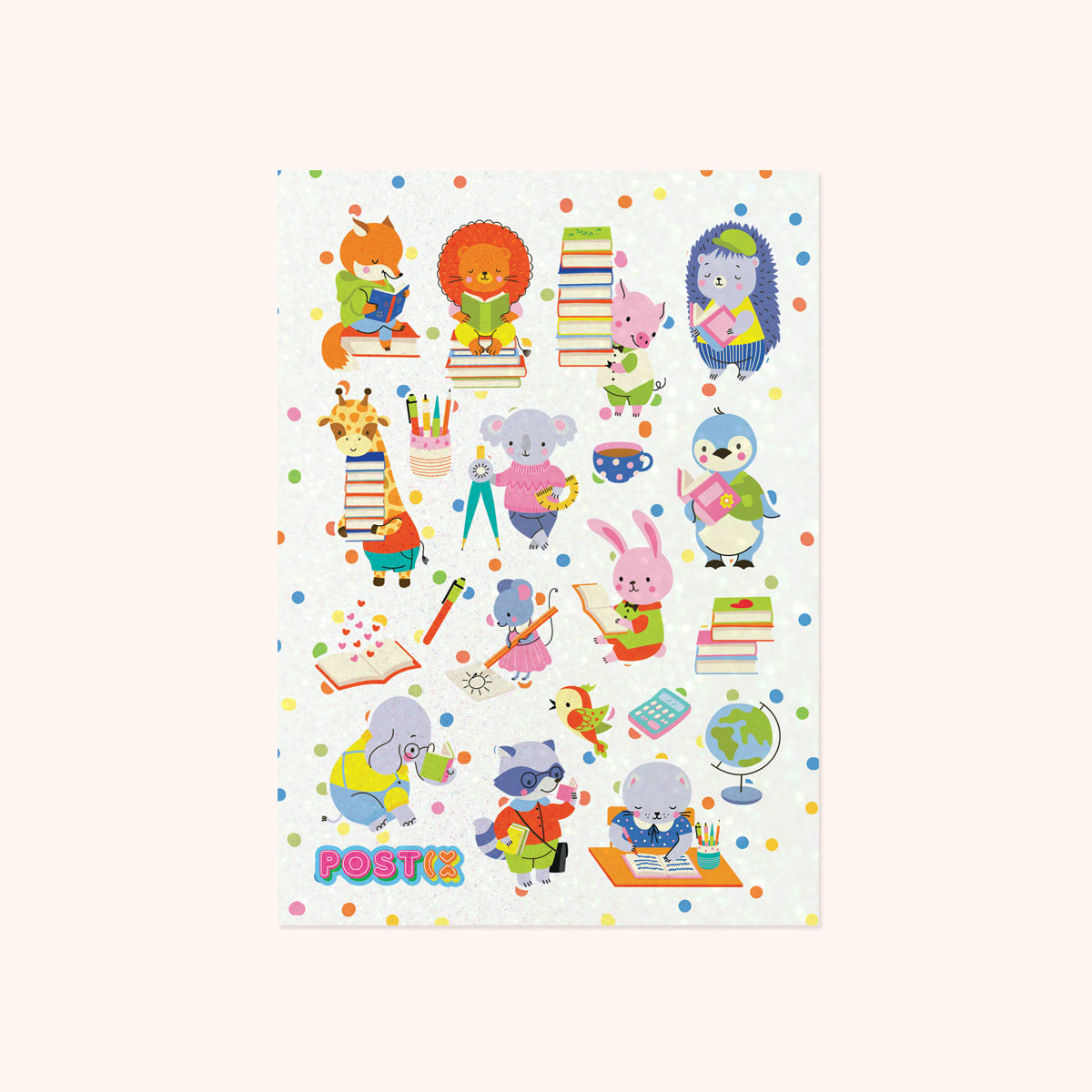  Animals' Reading Time Glitter Sticker Sheet、mySite、ghnorth