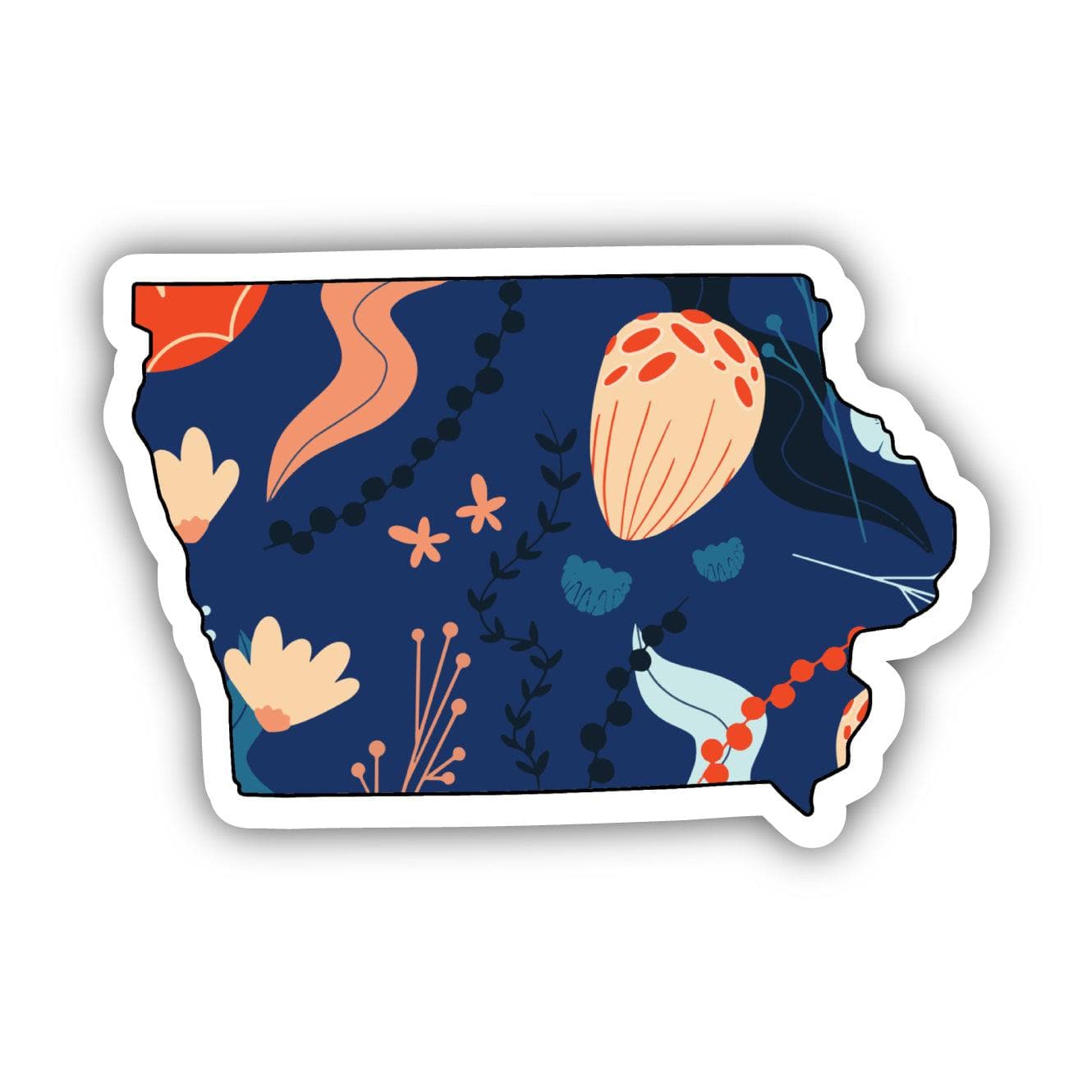  Iowa Blue Floral Abstract Sticker、mySite、ghnorth