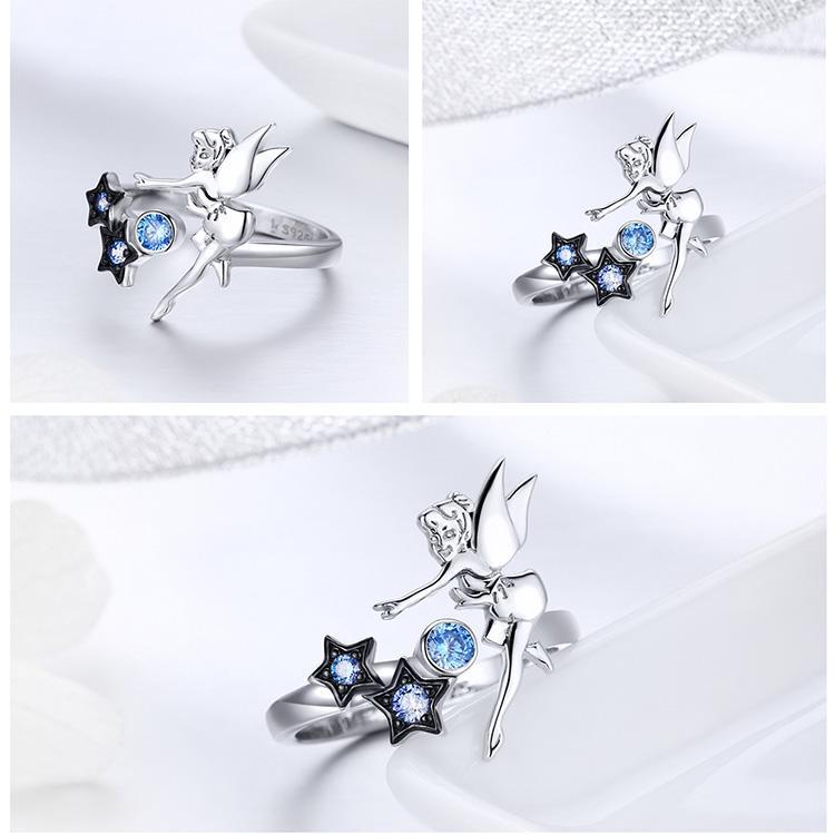 Fairy with Moon & Stars Jewelry in Sterling Silver, Ring and Necklace、mySite、g9winljtr