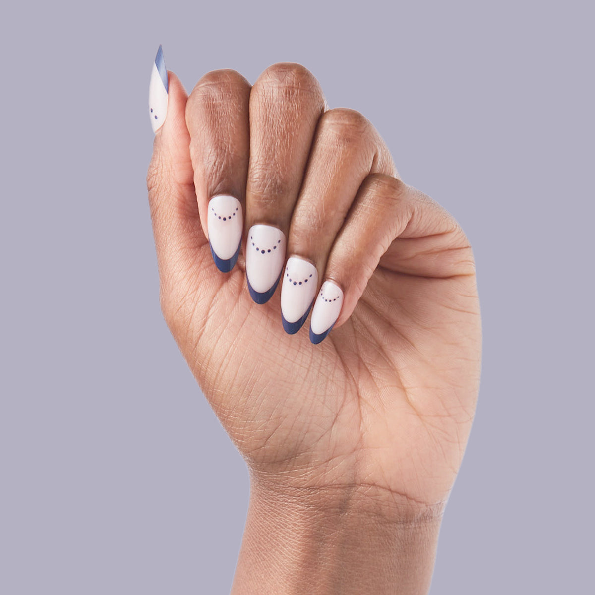 Dotted French - Press-On | Long | Almond、mySite、solidvoid