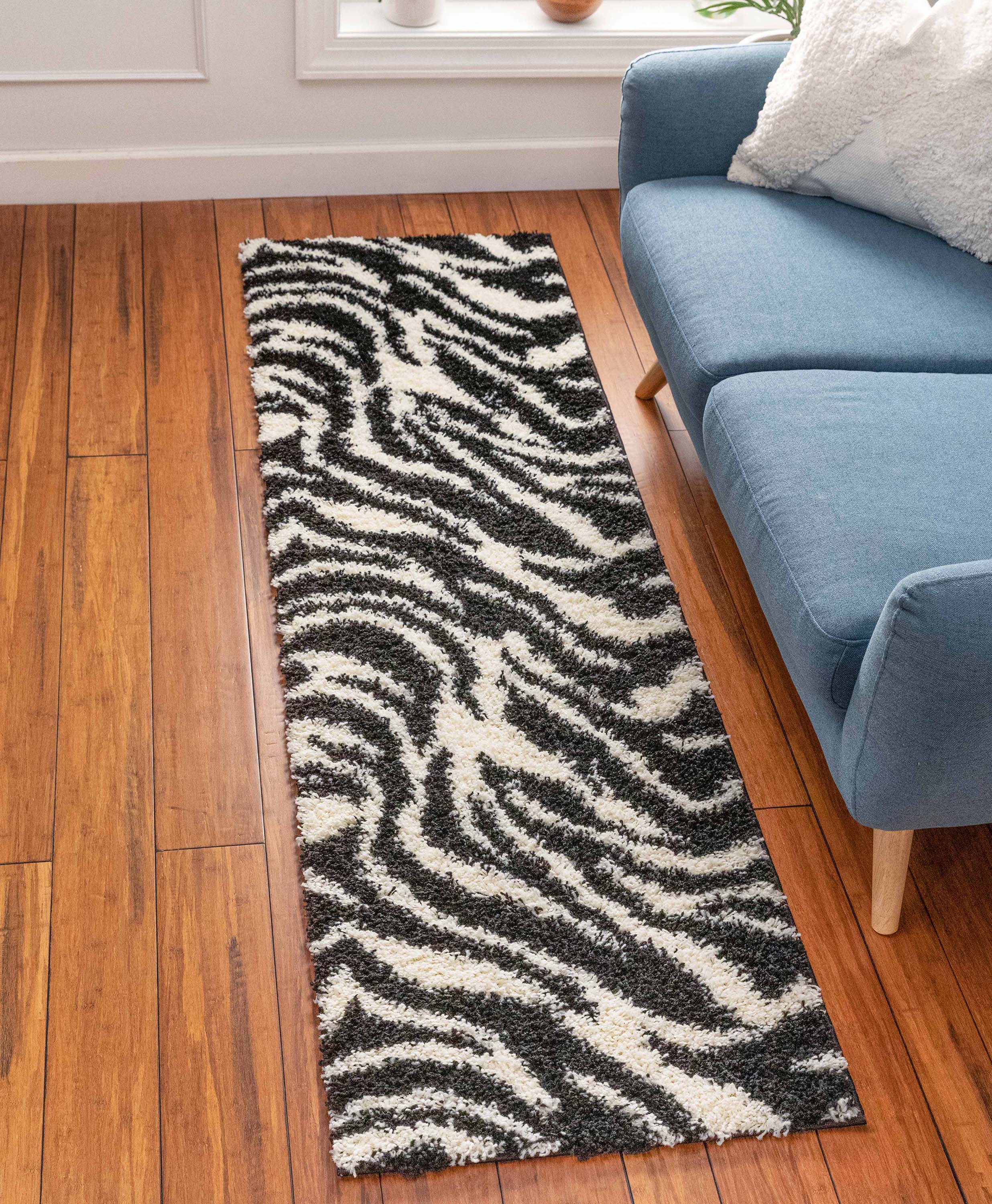 Safari Zebra Black Contemporary Shag Rug、mySite、gigharbornorthrealestate