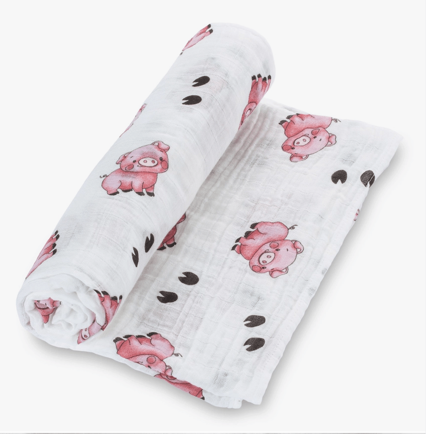 Farm Scene Set of Muslin Swaddle Blankets by LollyBanks- Pig, Cow, Tractor、mySite、g9winljtr