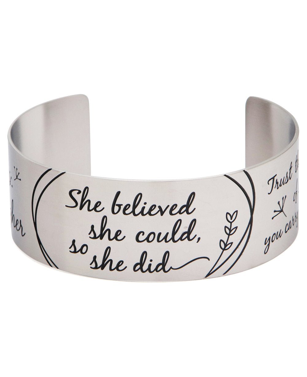 She Believed She Could, So She Did Inspirational Cuff Bracelet、mySite、topwebapps