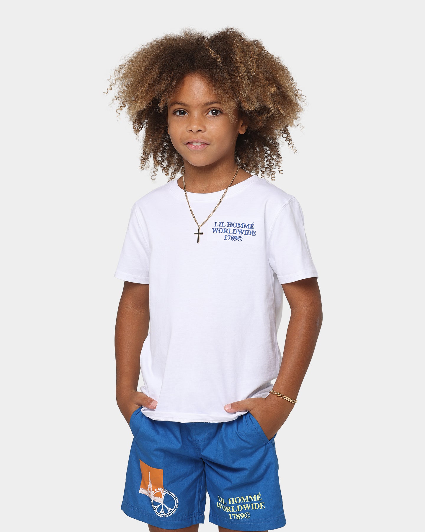Lil Homme Kids' Worldwide T-Shirt Set White/Blue、mySite、zt4zffjzw