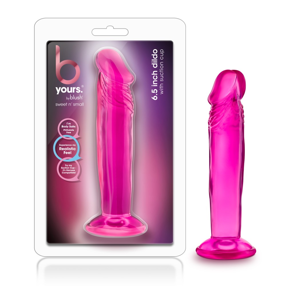 B Yours By Blush® | Sweet N' Small 6.5 Realistic Pink 6.5-Inch Long Dildo With Suction Cup Base、mySite、bottomscart