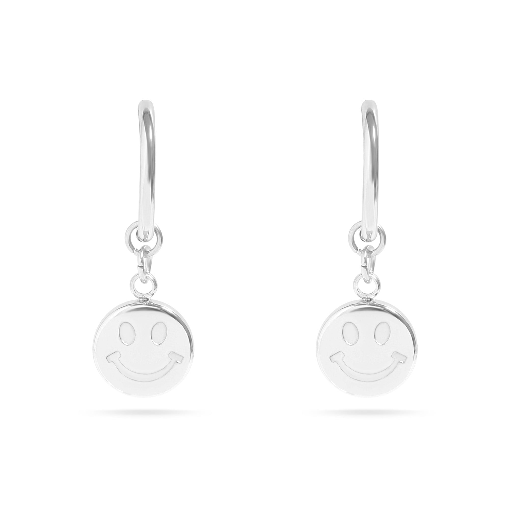 18K Gold Stainless Steel Smiley Face Huggie Earrings / ERJ0071、mySite、dreamappss