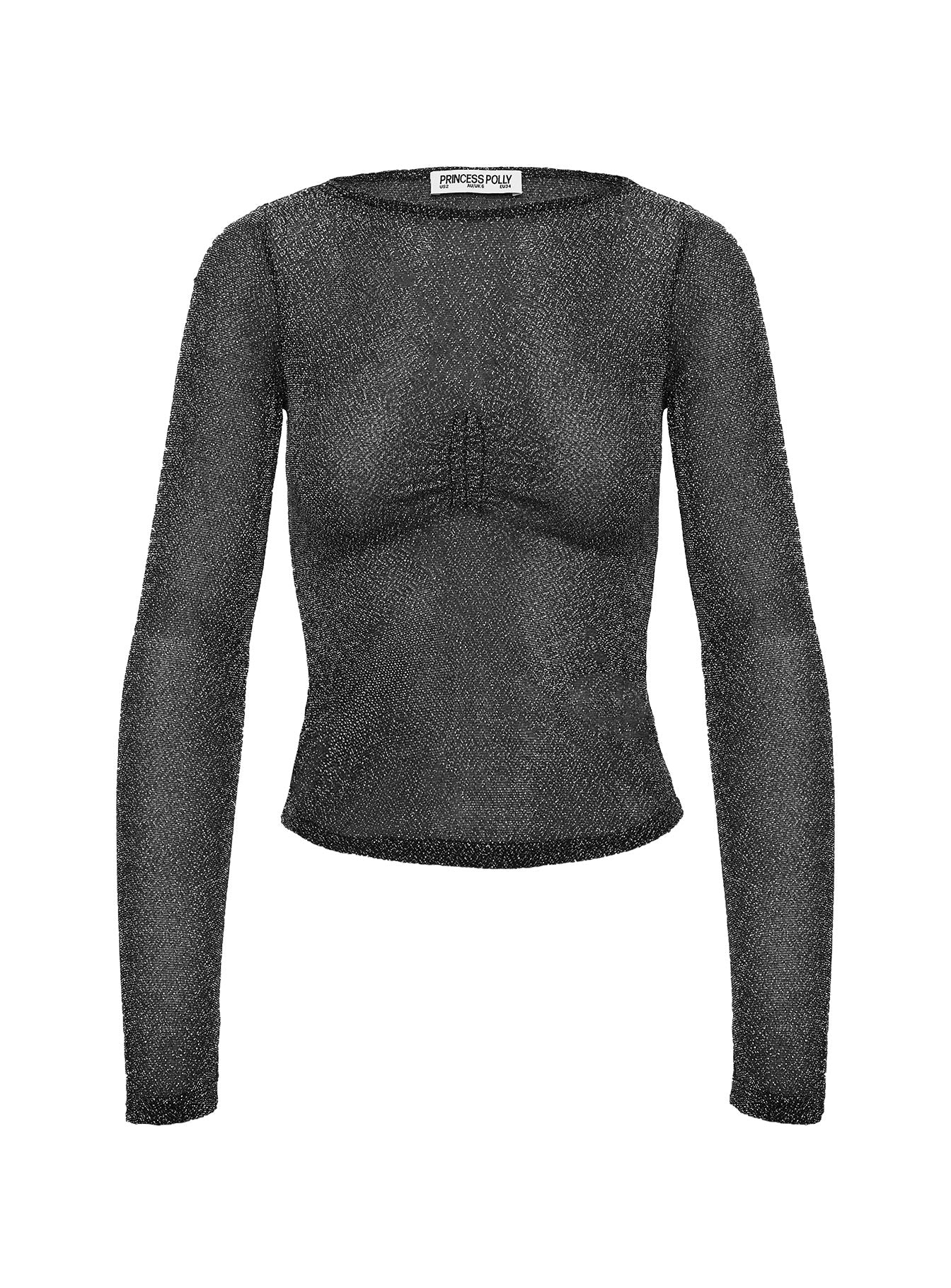 Crystal Clear Long Sleeve Mesh Top Black / Silver、mySite、solidvoid