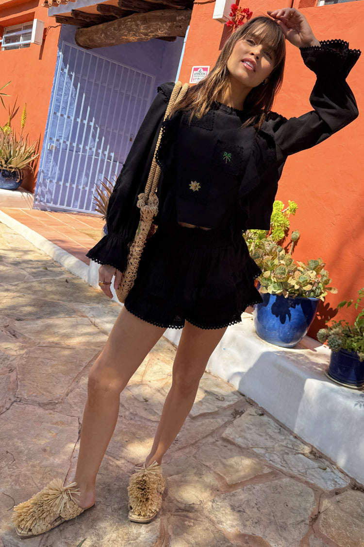 Black Ruffle Shorts、mySite、solidvoid