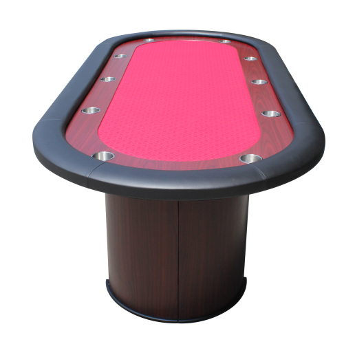 96" Poker Table for 10 Players with Speed Cloth Wooden Texture Racetrack Luna Legs Model 16365 Red、、casual