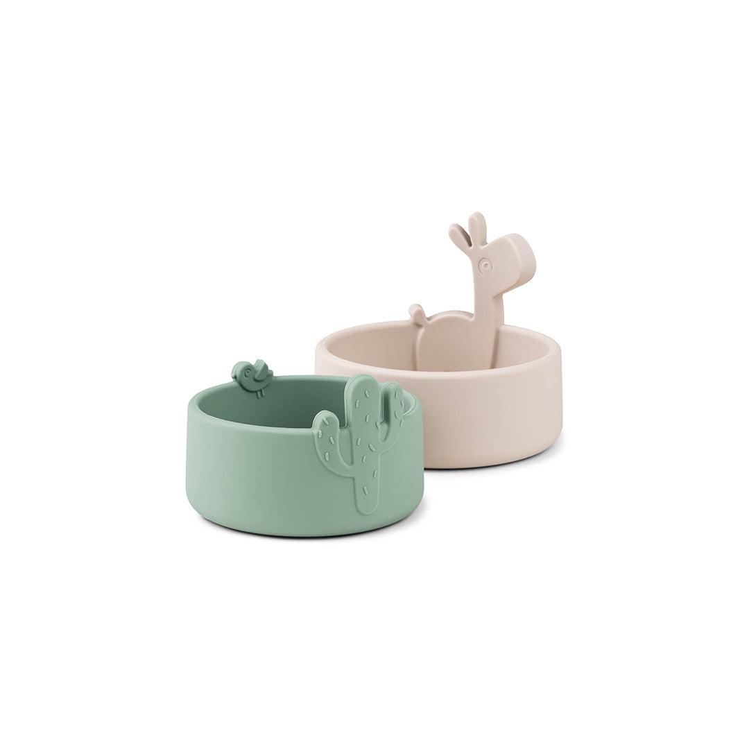  Done by Deer Silicone Bowl Set 2 Pieces - Sand/Green - Lalee、mySite、merchandisen