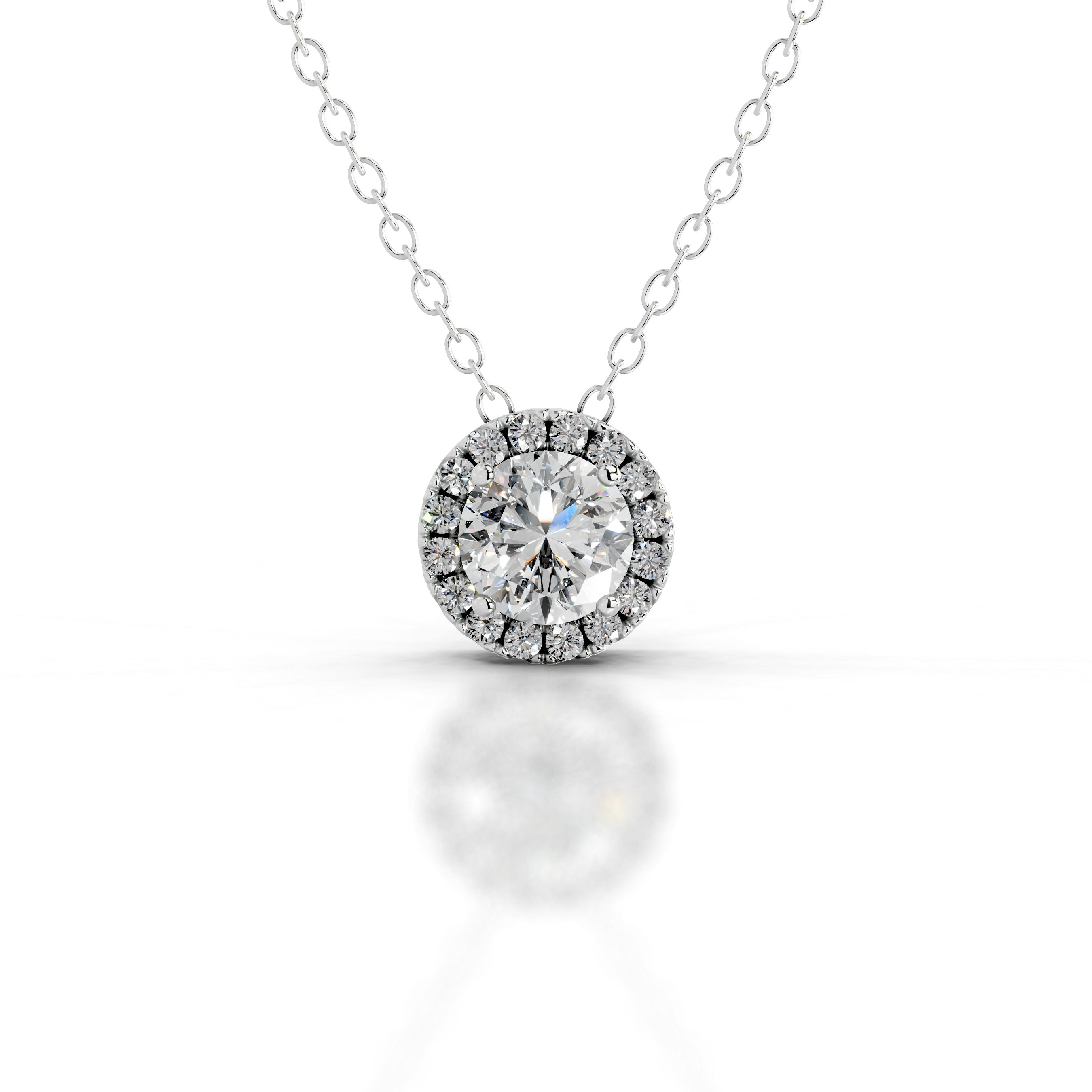 Adele Lab Grown Diamond Halo Pendant - 18K White Gold、mySite、hinf8tx79