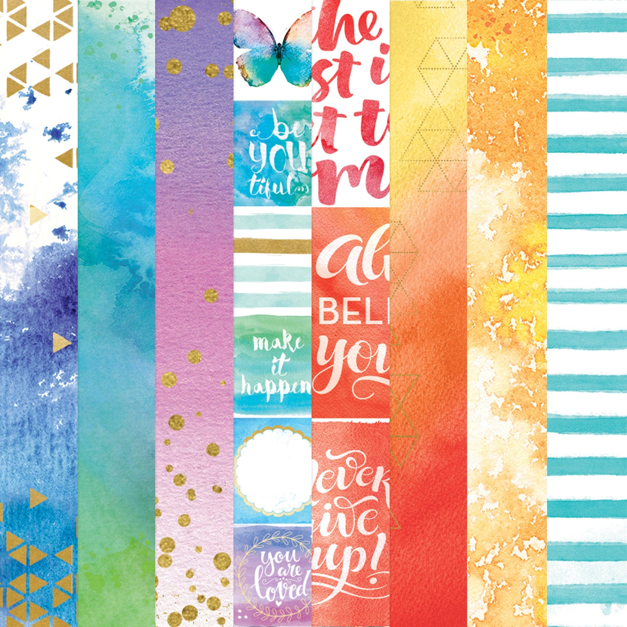  COLOR WASHED PATTERN 12 X12 SCRAPBOOK PAPER SET、mySite、ghnorth