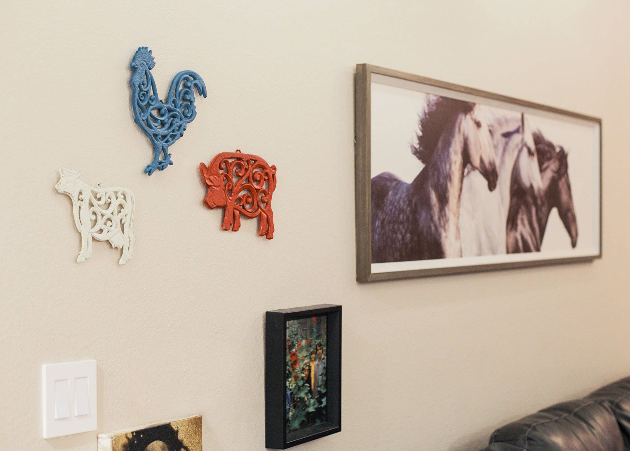 Farm Animal Rustic Cast Iron Trivet Set, Pig, Cow, Rooster、mySite、g9winljtr