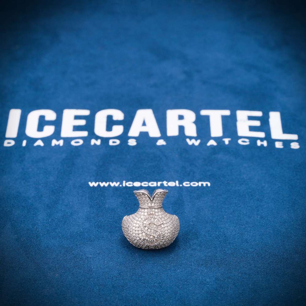 Moissanite Money Bag Ring 14K White Gold、mySite、hinf8tx79