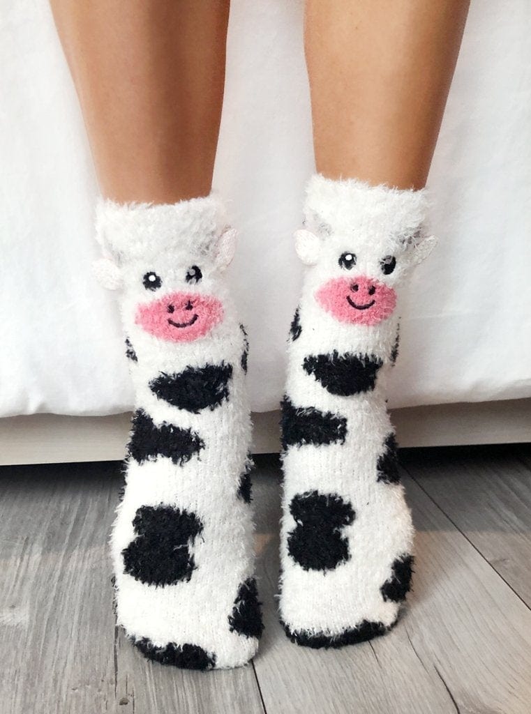 Cow Crew Slipper Socks Soft and Fuzzy Women's、mySite、g9winljtr