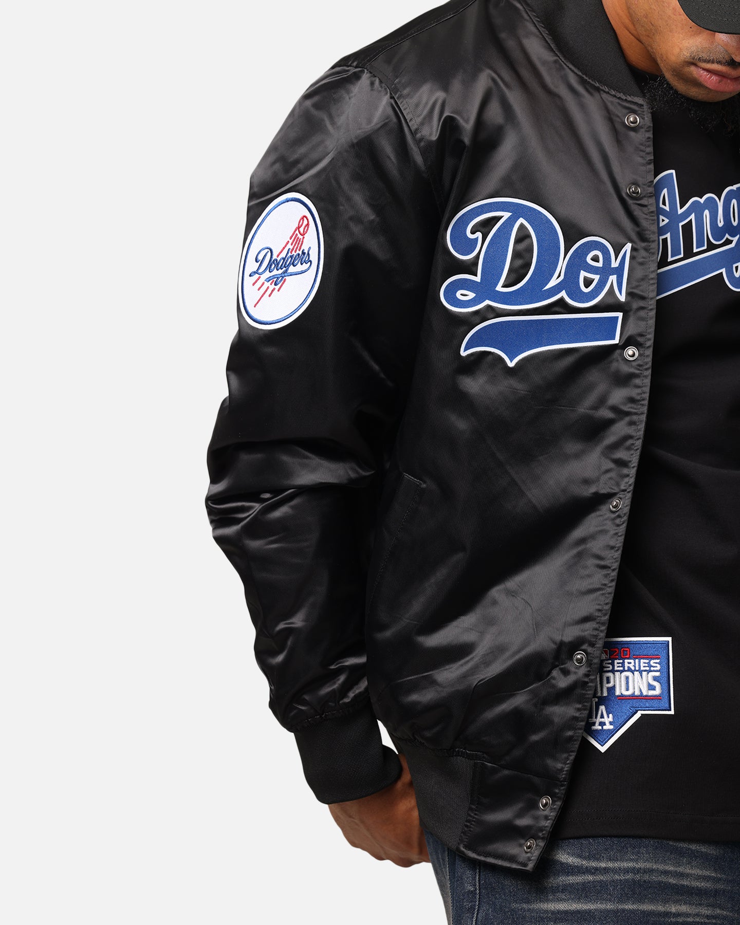 Pro Standard Los Angeles Dodgers Big Logo Satin Jacket Black、mySite、zt4zffjzw