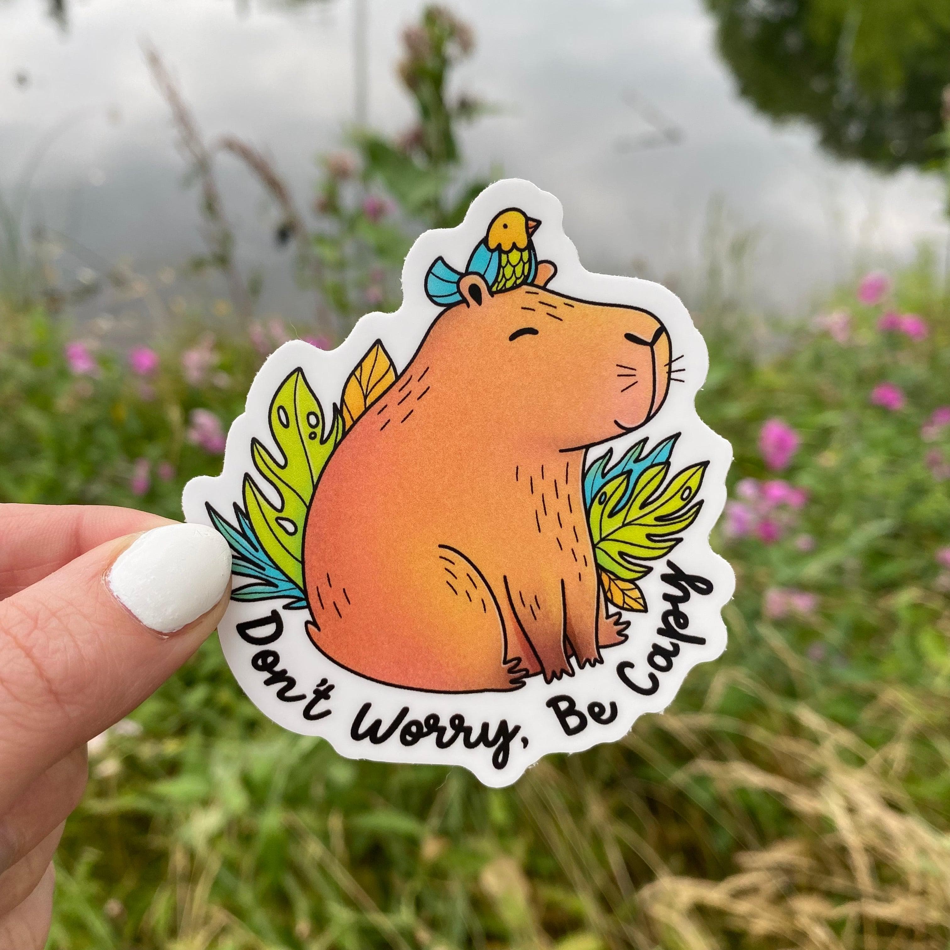  Don't Worry, Be Capy Capybara and Bird Sticker、mySite、elrpsem3k