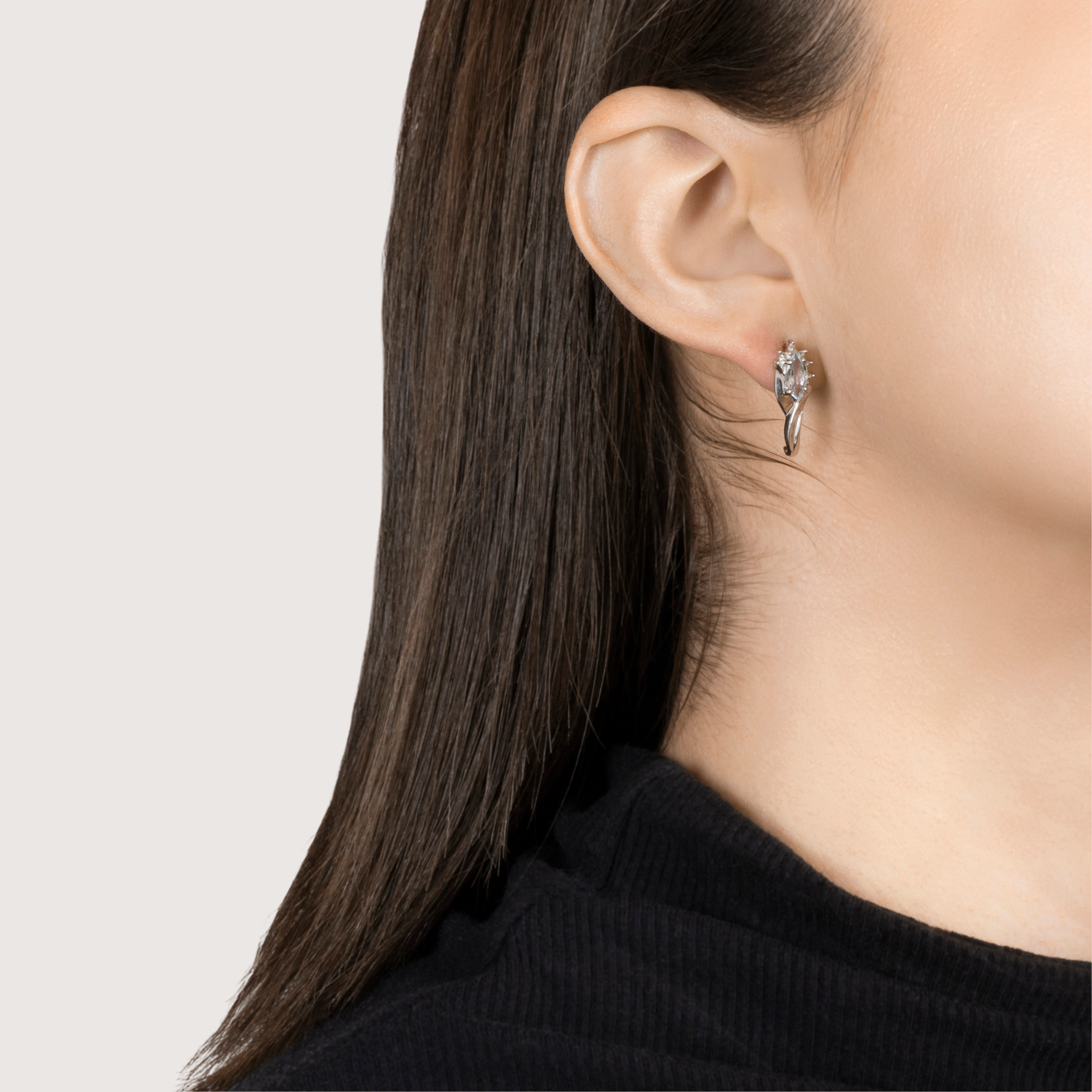 Vintage 10k White Gold Aquamarine Diamond Elegant Swoop Earrings、mySite、hinf8tx79