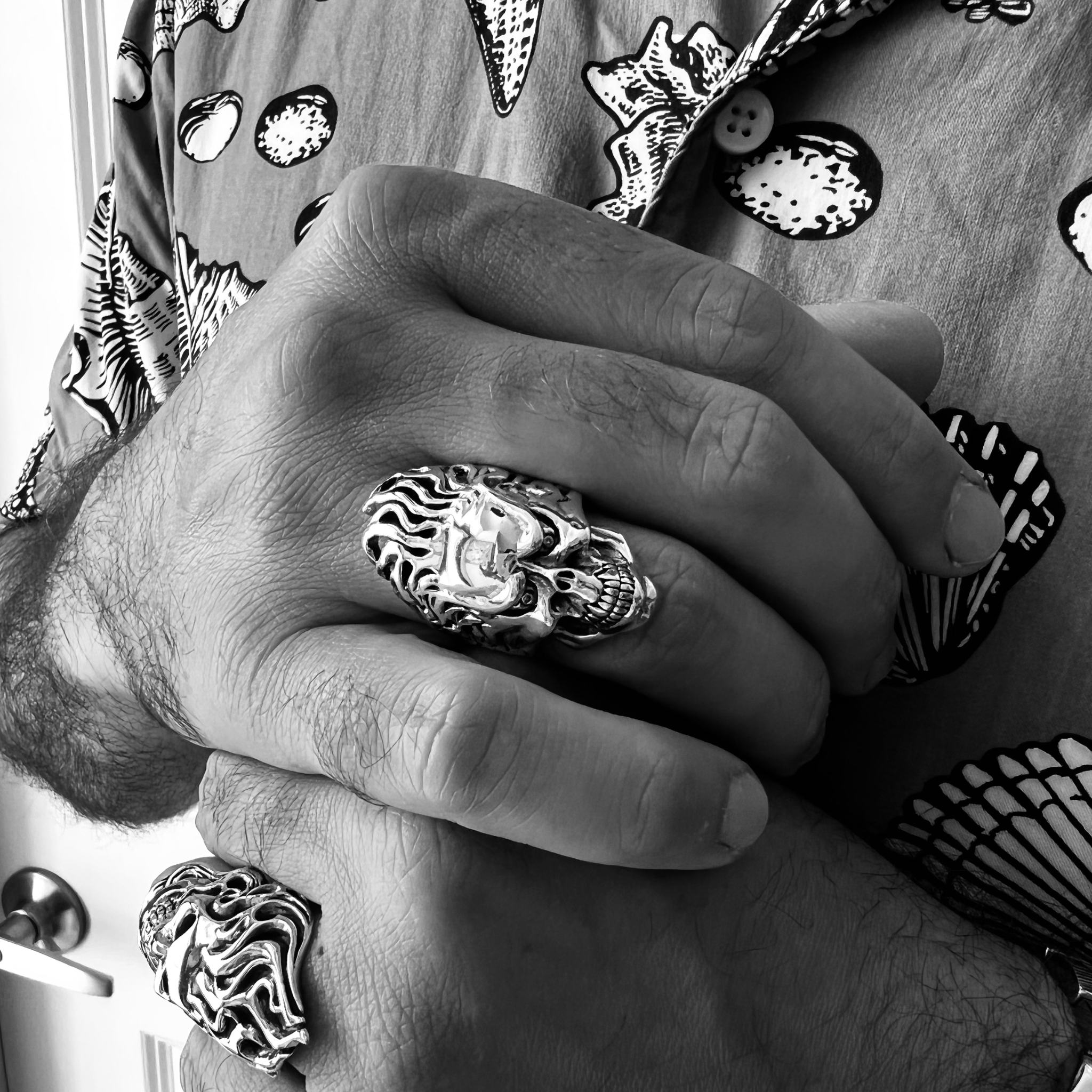 Sterling Silver Skull Flaming Hair Ring / SSR0025、mySite、dreamappss