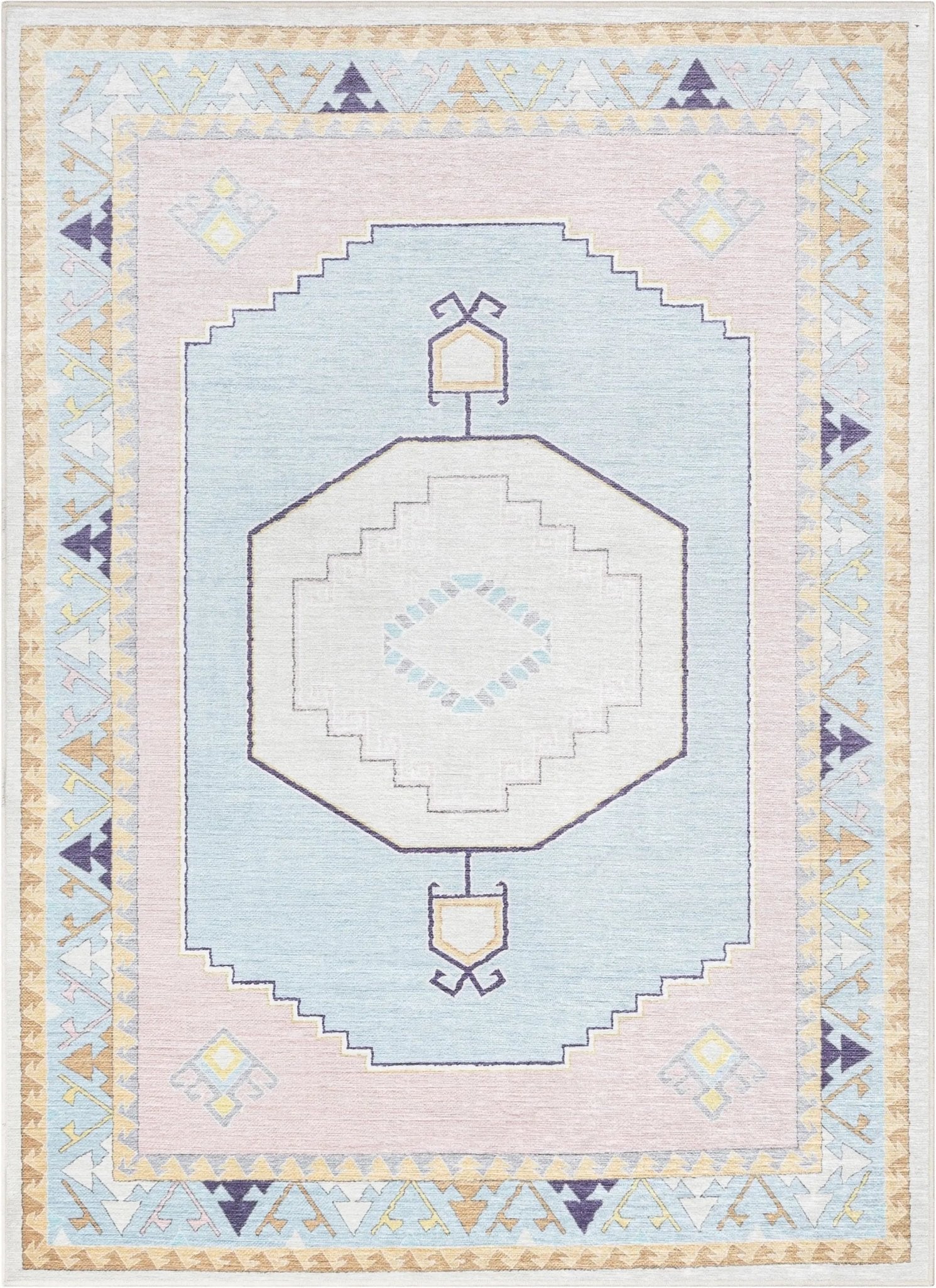 Ethnic Soft Medallion Modern Pink Light Blue Kids Flat-Weave Rug、mySite、gigharbornorthrealestate