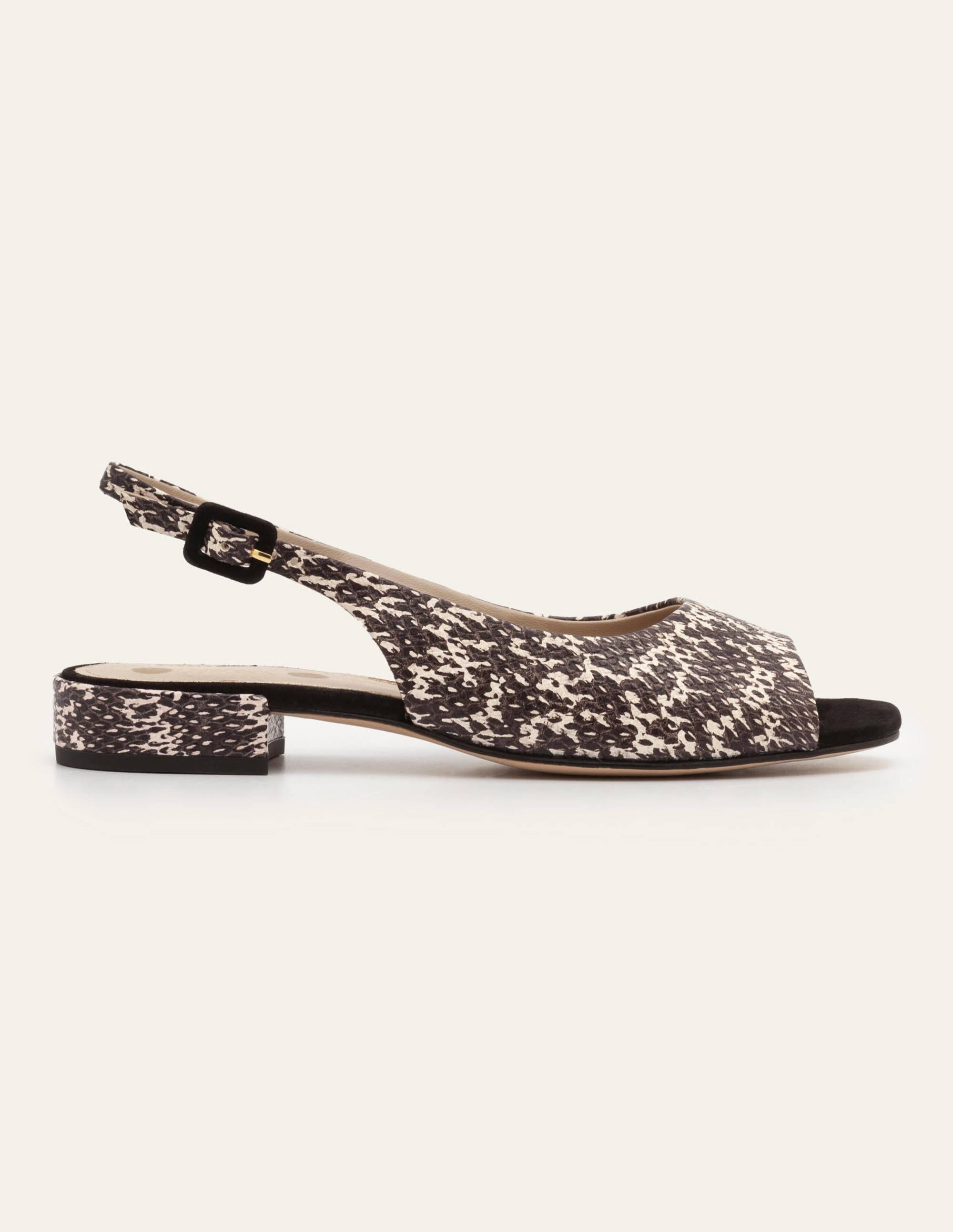  Ivy Low Heel Slingbacks-Black/White Snake、mySite、ashleygrahame