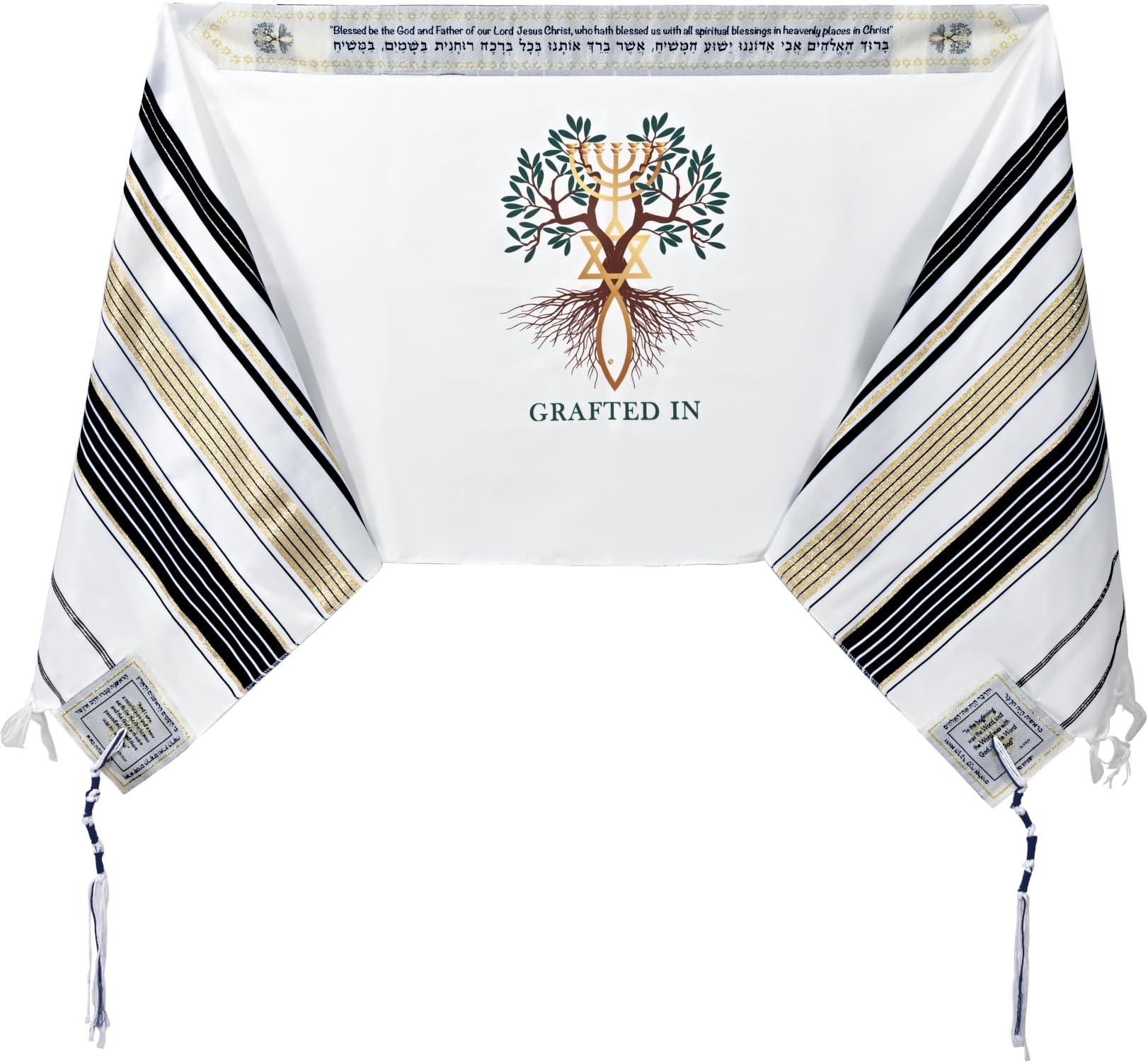Holy Land Market Grafted IN - Messianic Christian Prayer Shawl/Tallit Prayer Shawl - Creation and Restoration Talit、mySite、topwebapps