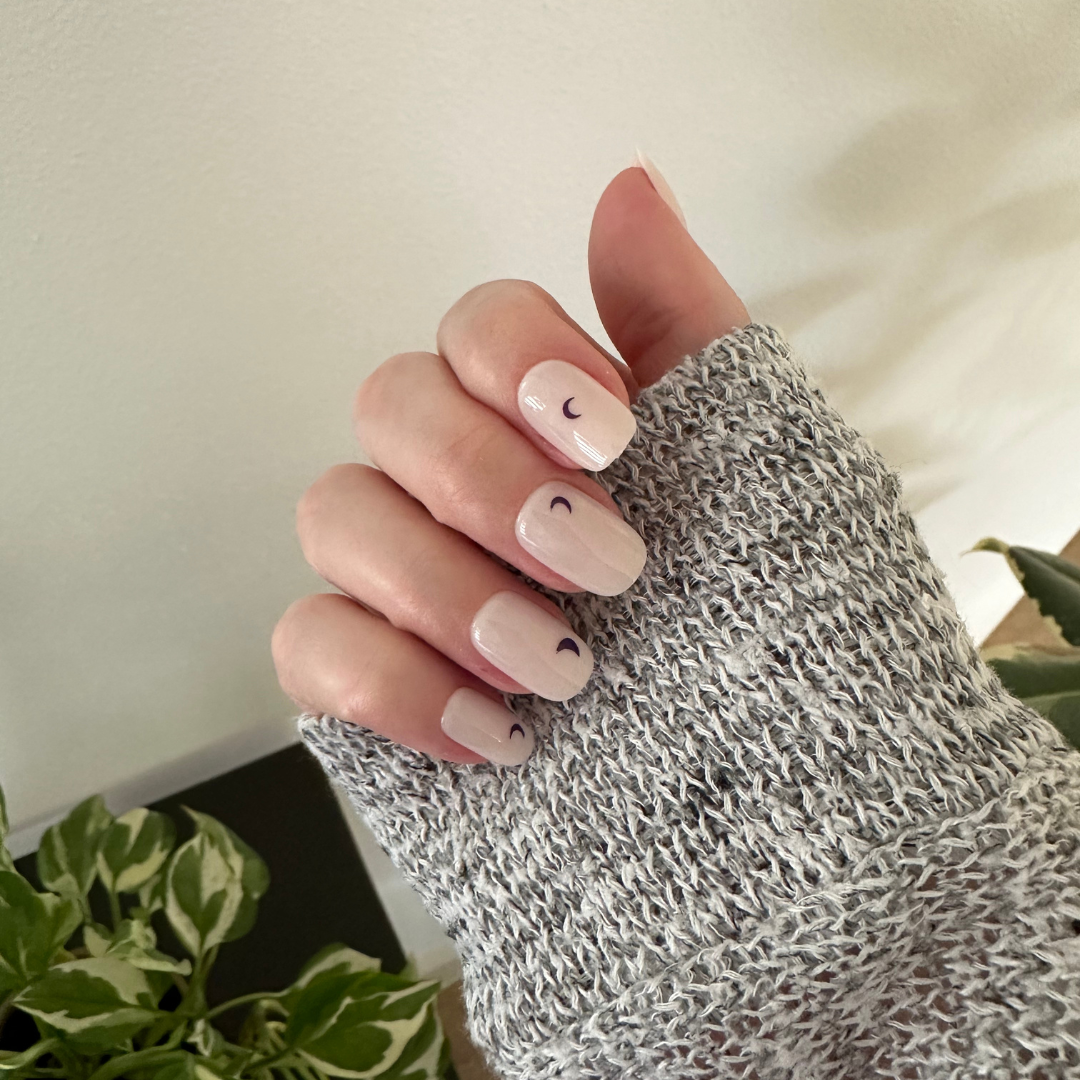 Moon Phases | Short | Squoval - Tab Press-On、mySite、solidvoid