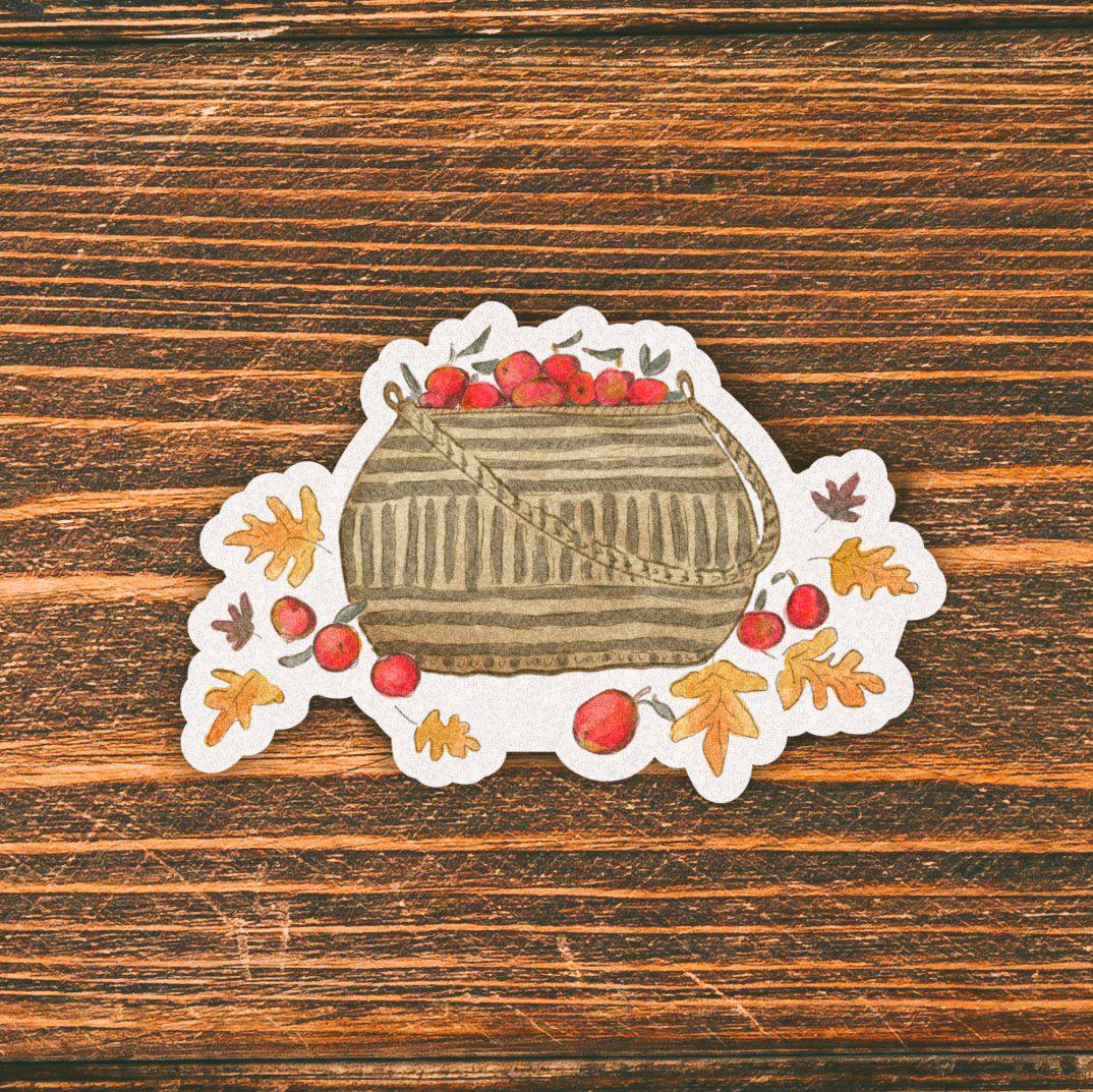  Apple Bushel Basket Fall Sticker、mySite、elrpsem3k