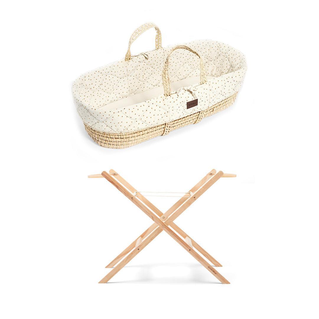  The Little Green Sheep Quilted Moses Basket and Foldable Stand Bundle - Linen Rice / Natural、mySite、merchandisen