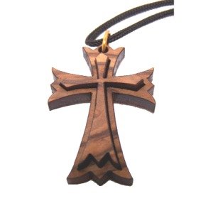 Edged 2-Layers Olive wood Laser Necklace (Pendant is : 3.8x2.7cm or 1.5x1.05 in)、mySite、topwebapps