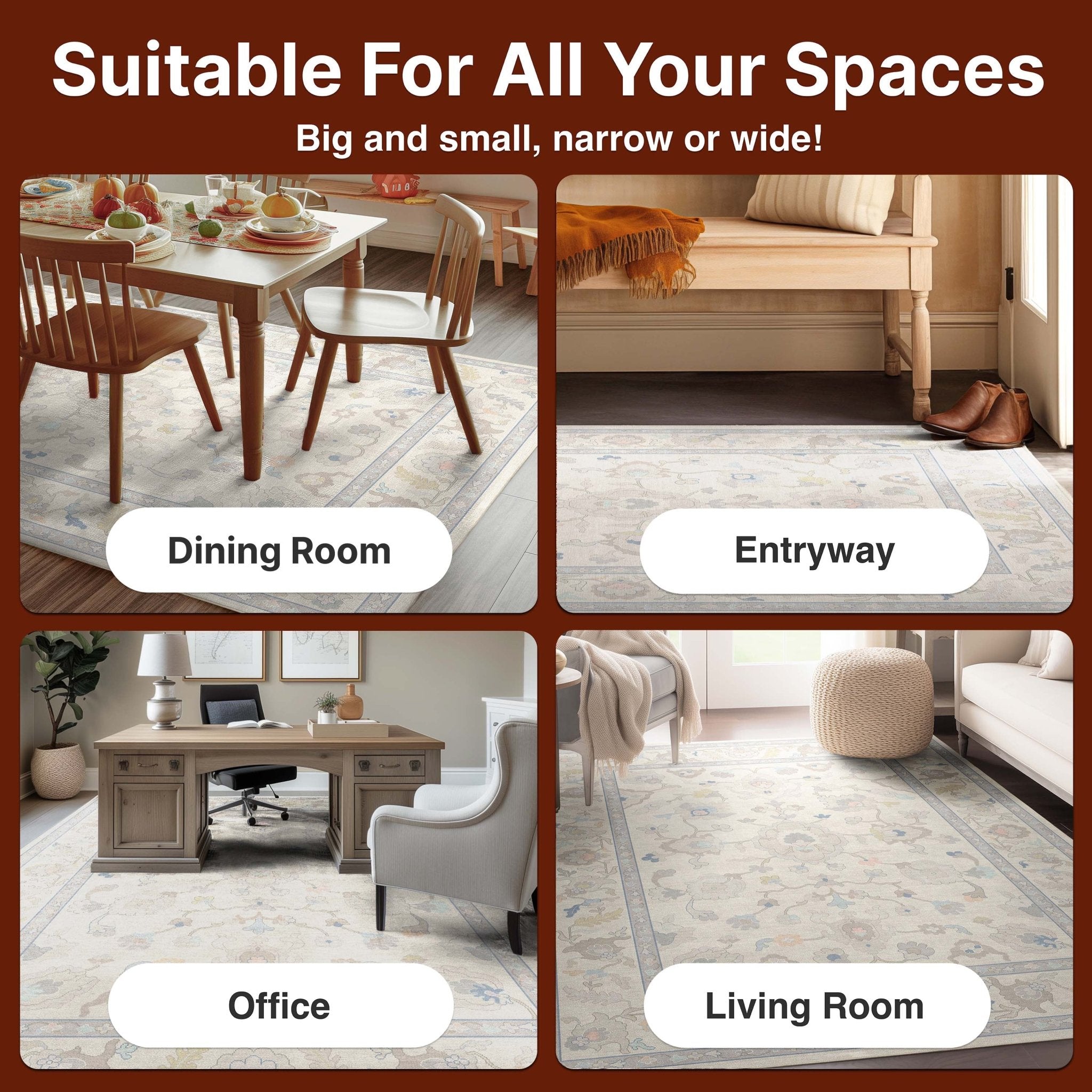 Konya Updated Traditional Oriental Pastel Rug for Living Room Bedroom Dining Room ,Easy Clean、mySite、gigharbornorthrealestate