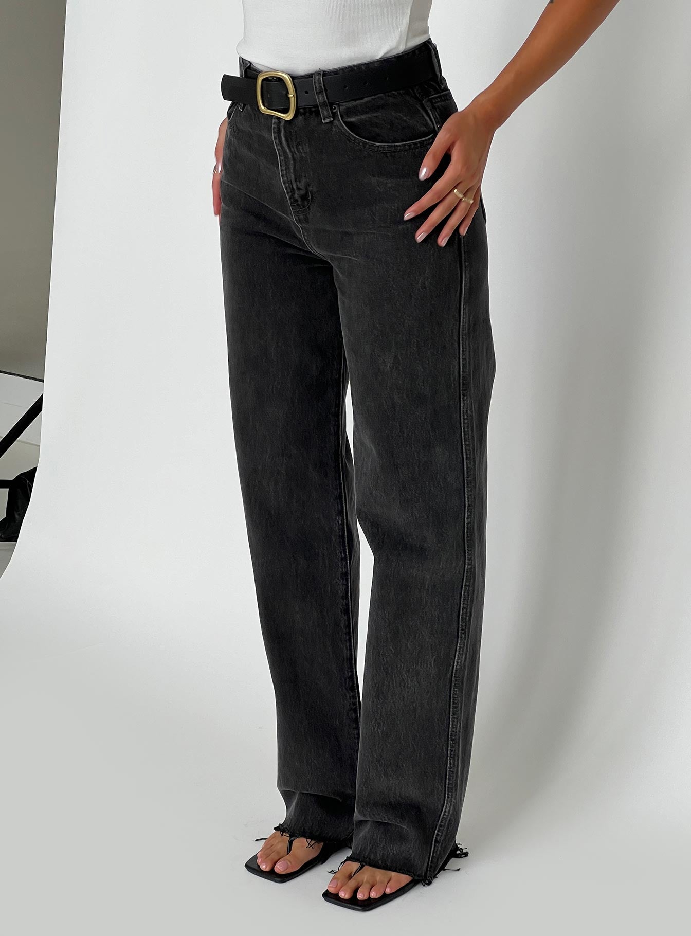 Karlina High Rise Straight Leg Jean Charcoal、mySite、solidvoid