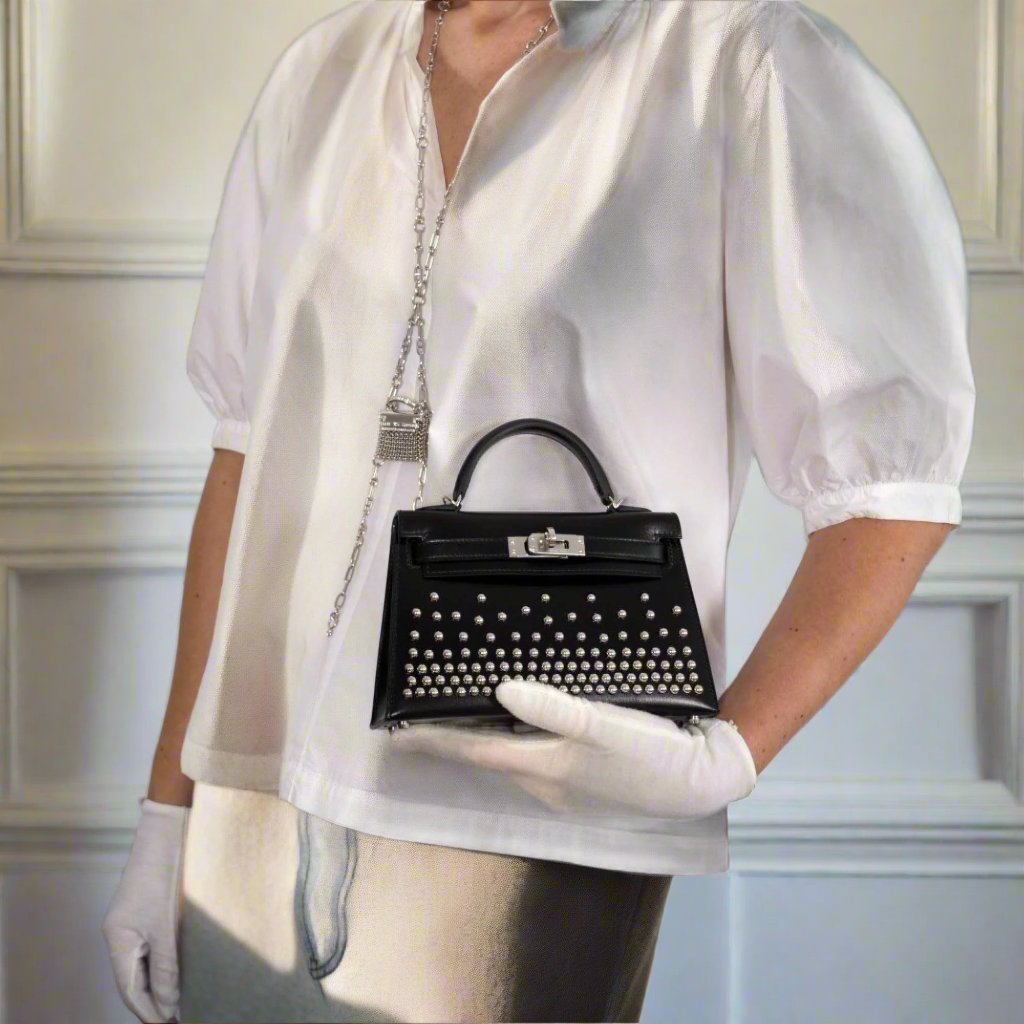 Hermès Clouté Mini Kelly 20 Studded Black Box Palladium Hardware、mySite、garminoutage.com